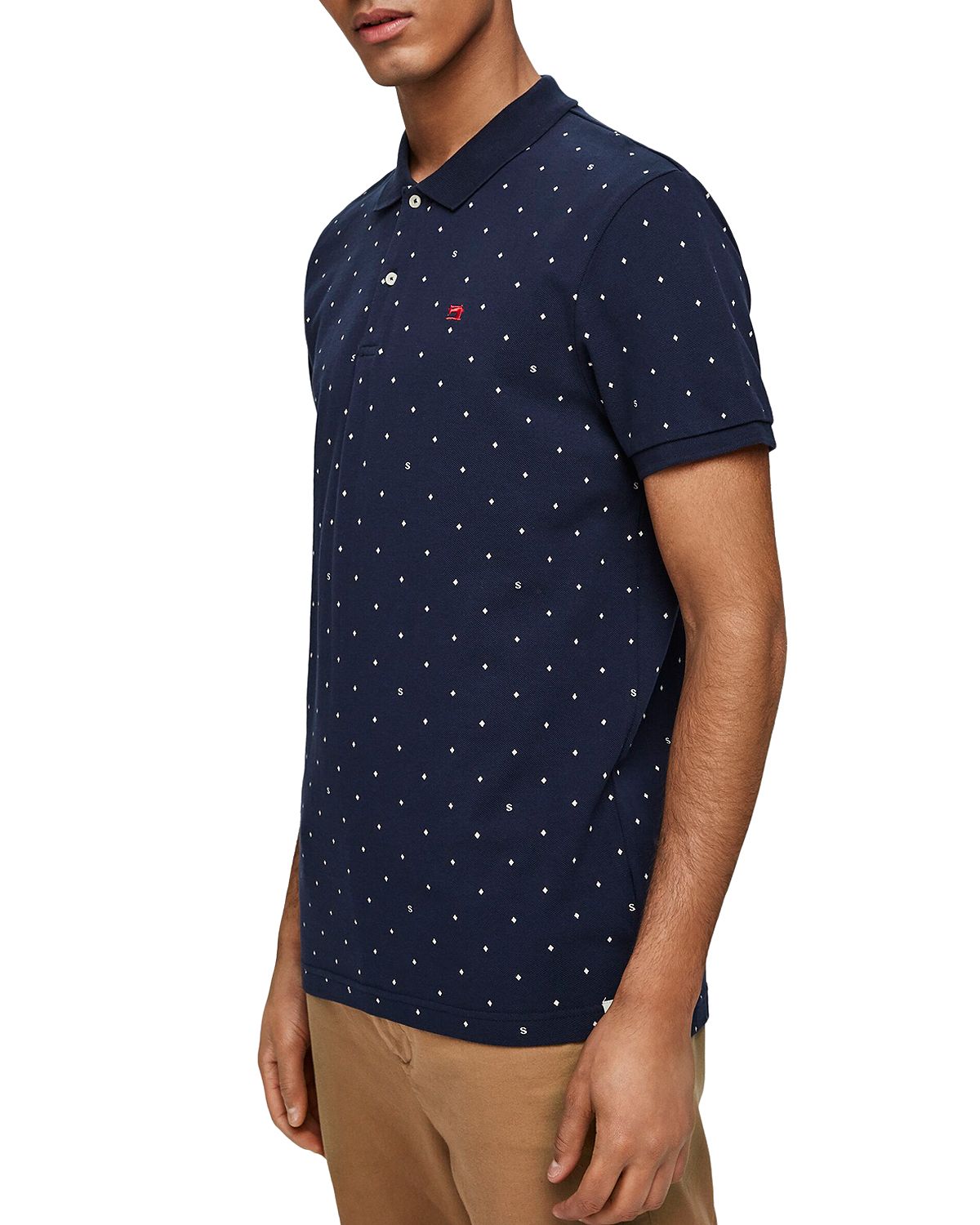 Scotch & Soda Diamond-print Pique Regular Fit Polo Shirt Combo B