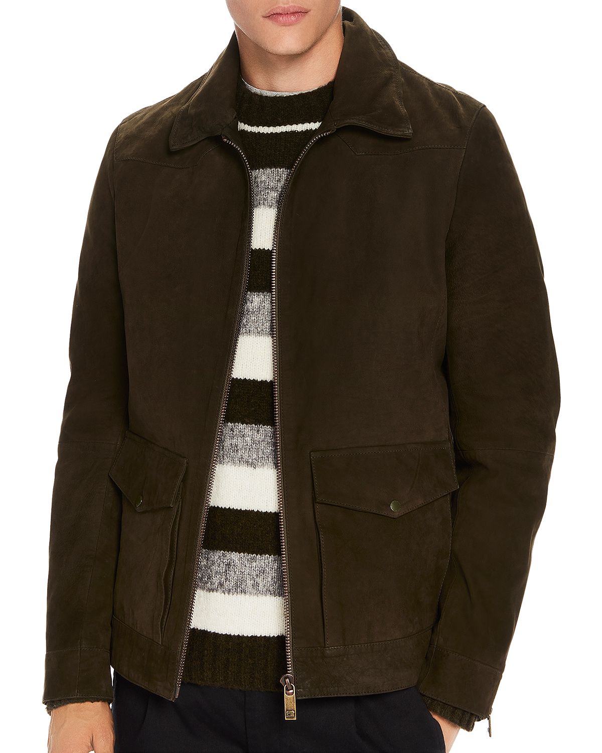 Scotch & Soda Faux Shearling-trimmed Suede Military Jacket Military