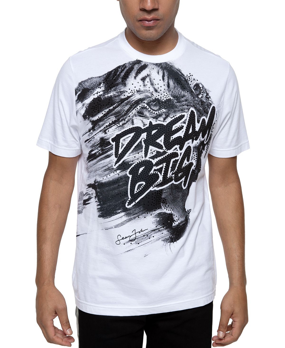 Sean John Beaded Dream Big Tiger T-shirt Bright White