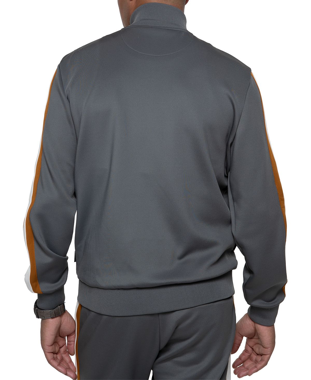 Sean John Coloblocked Faux Suede Track Jacket Smoke Grey
