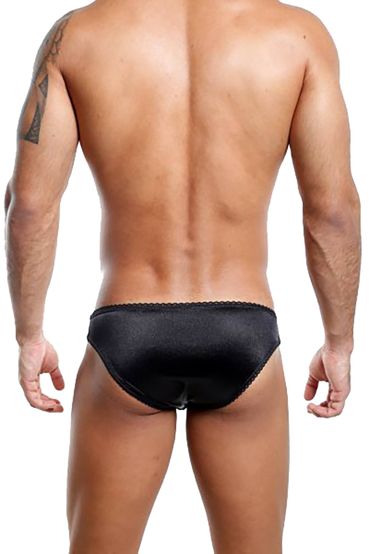 Secret Male Black Frilly-Trim Slip Brief