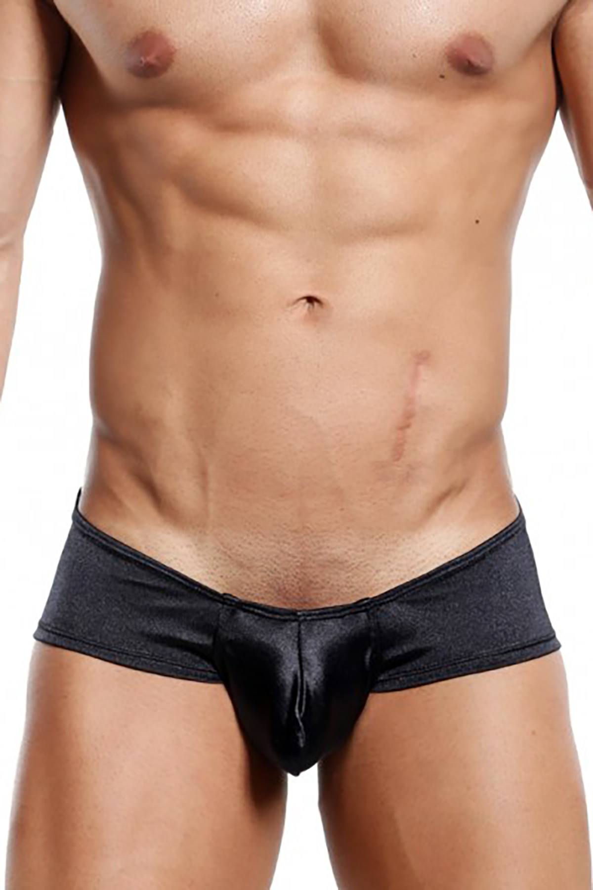 Secret Male Black Shiny Cheeky Square-Cut Bulge Brief
