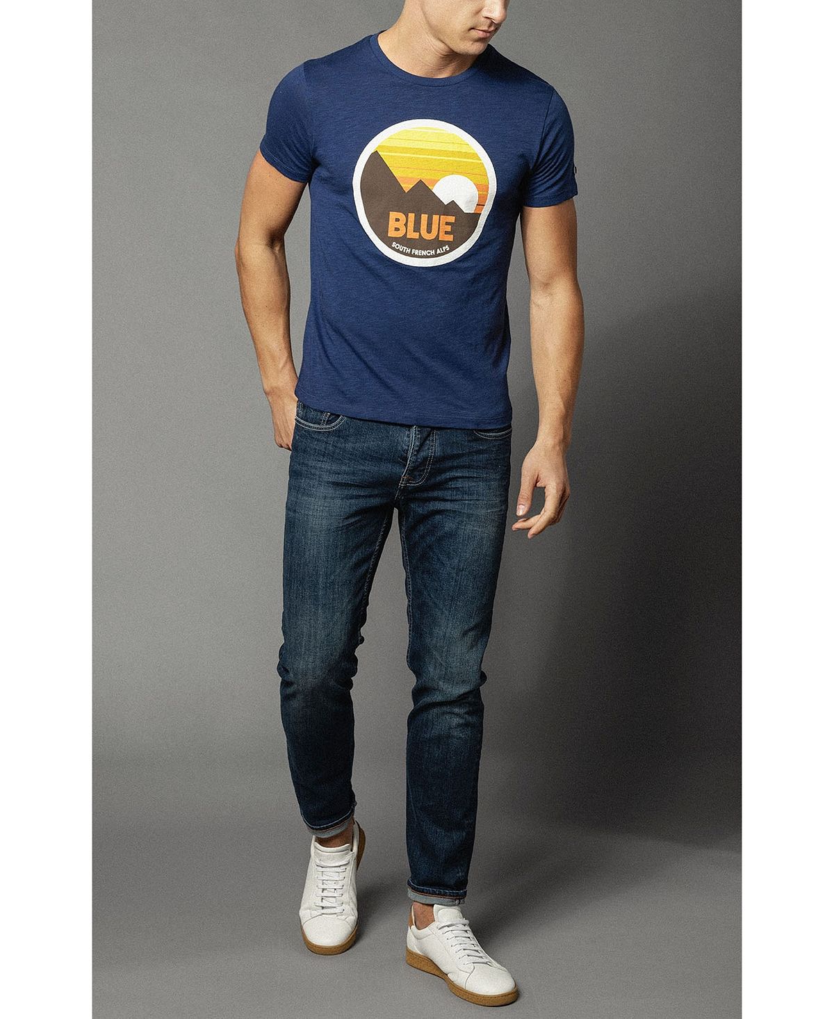 Serge Blanco 5 Pocket Stretch "525" Denim Jean Dark Blue