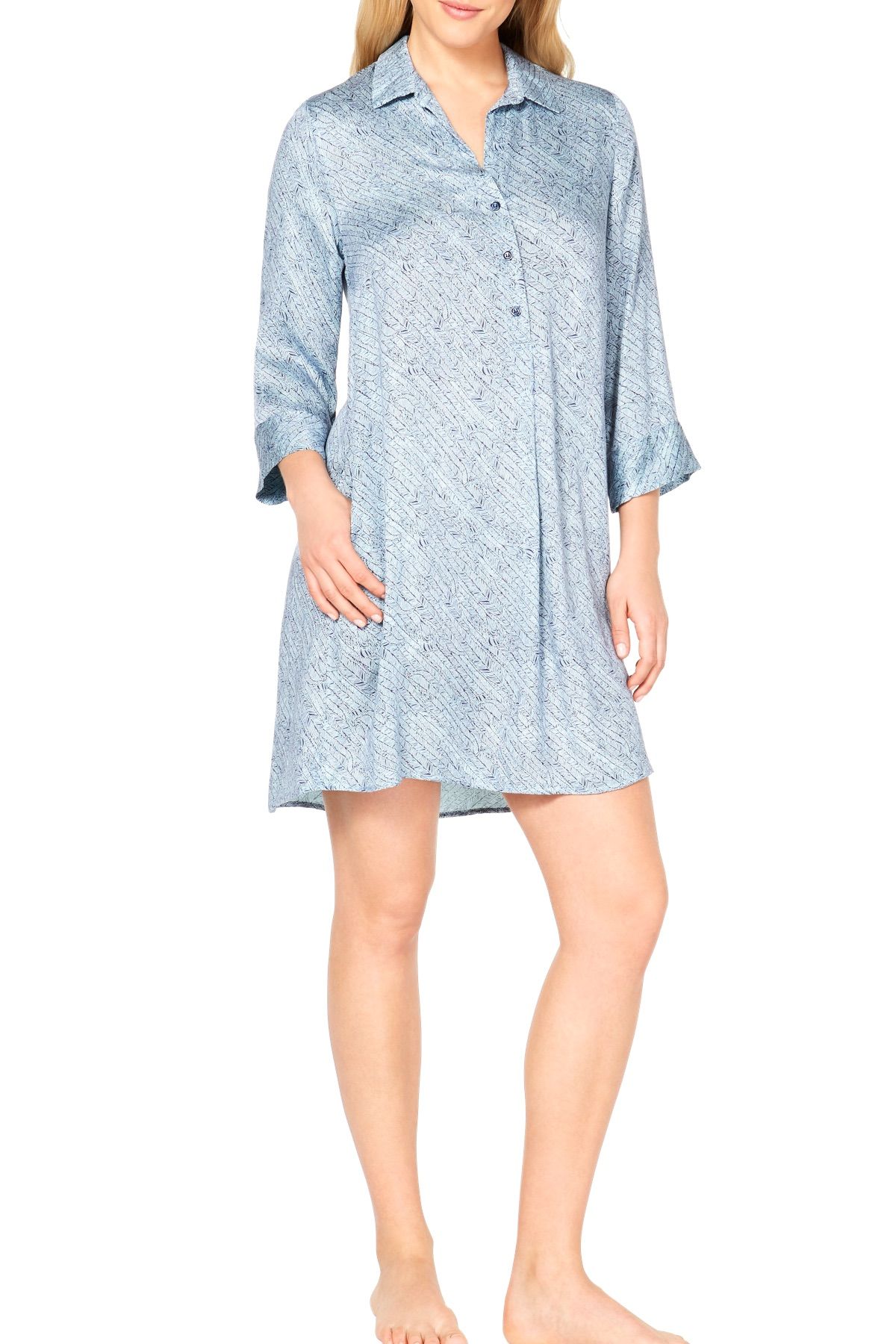 Sesoire Blue Feather Printed Sleepshirt Nightgown