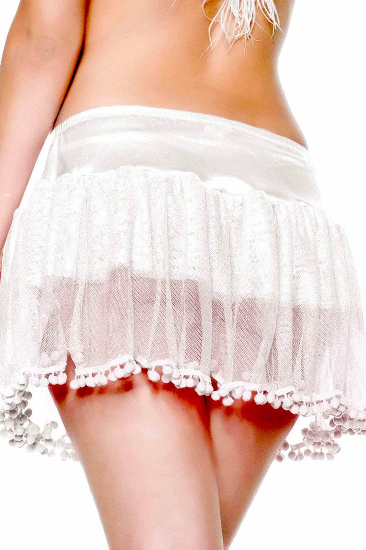 Seven 'Til Midnight White PomPom Petticoat Skirt