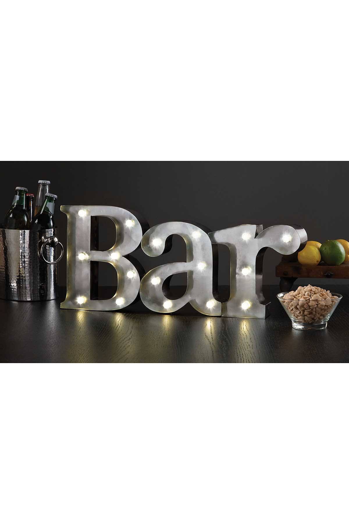 Shift3 Platinum Collection Silver BAR Rustic Finish LED Marquee Sign