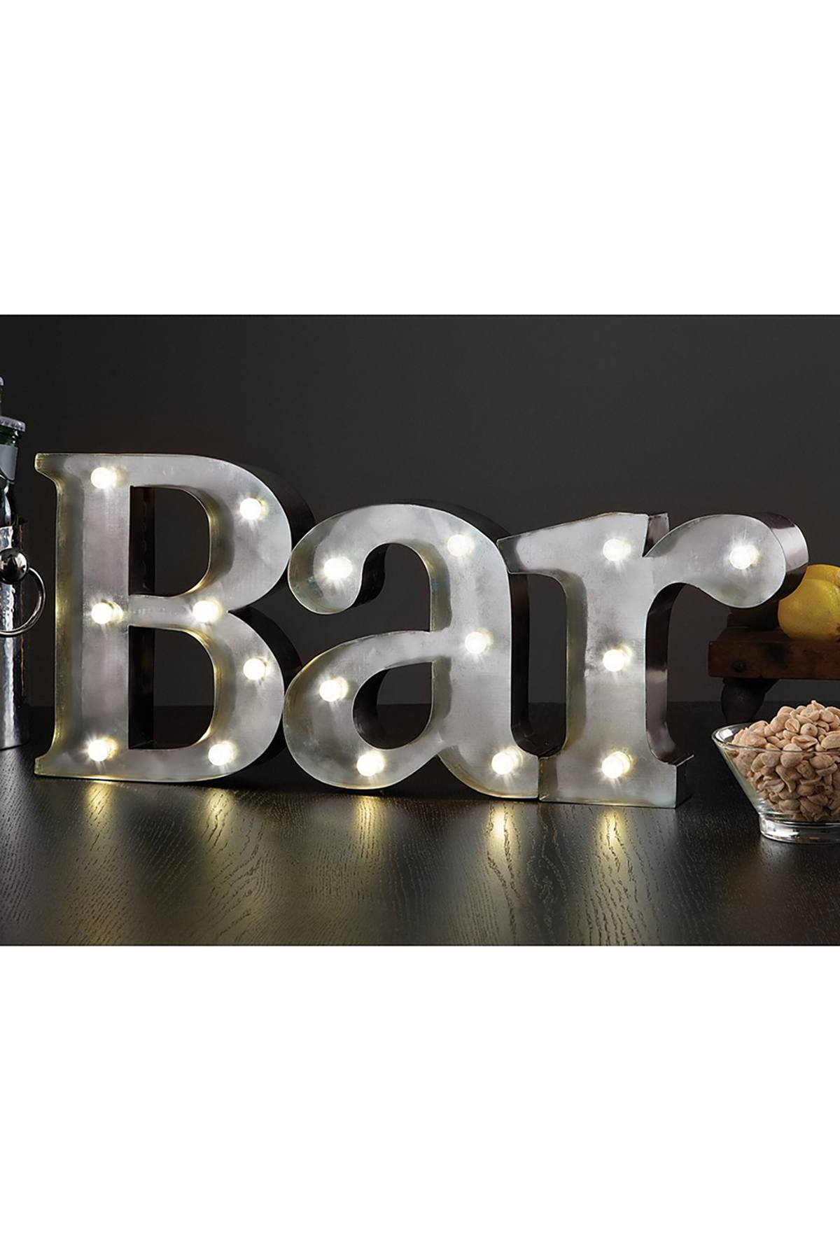 Shift3 Platinum Collection Silver BAR Rustic Finish LED Marquee Sign