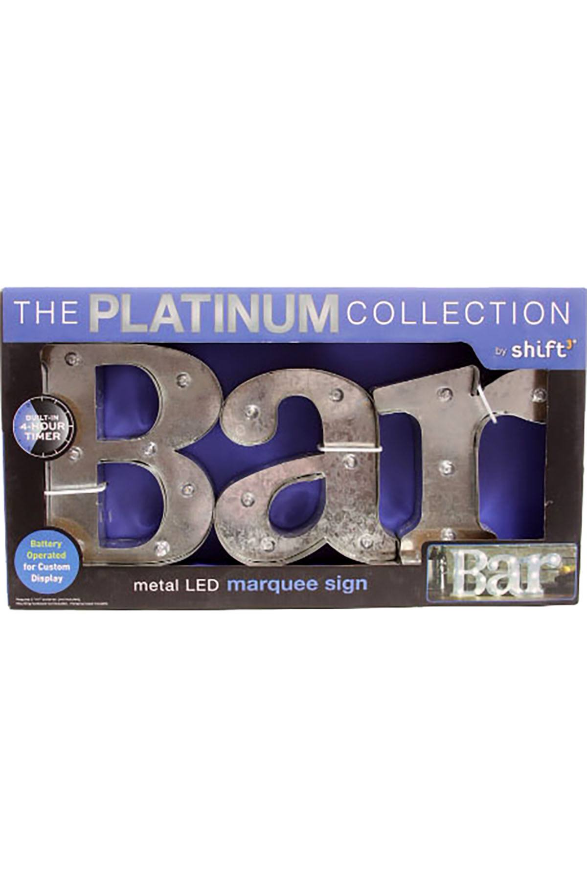 Shift3 Platinum Collection Silver BAR Rustic Finish LED Marquee Sign