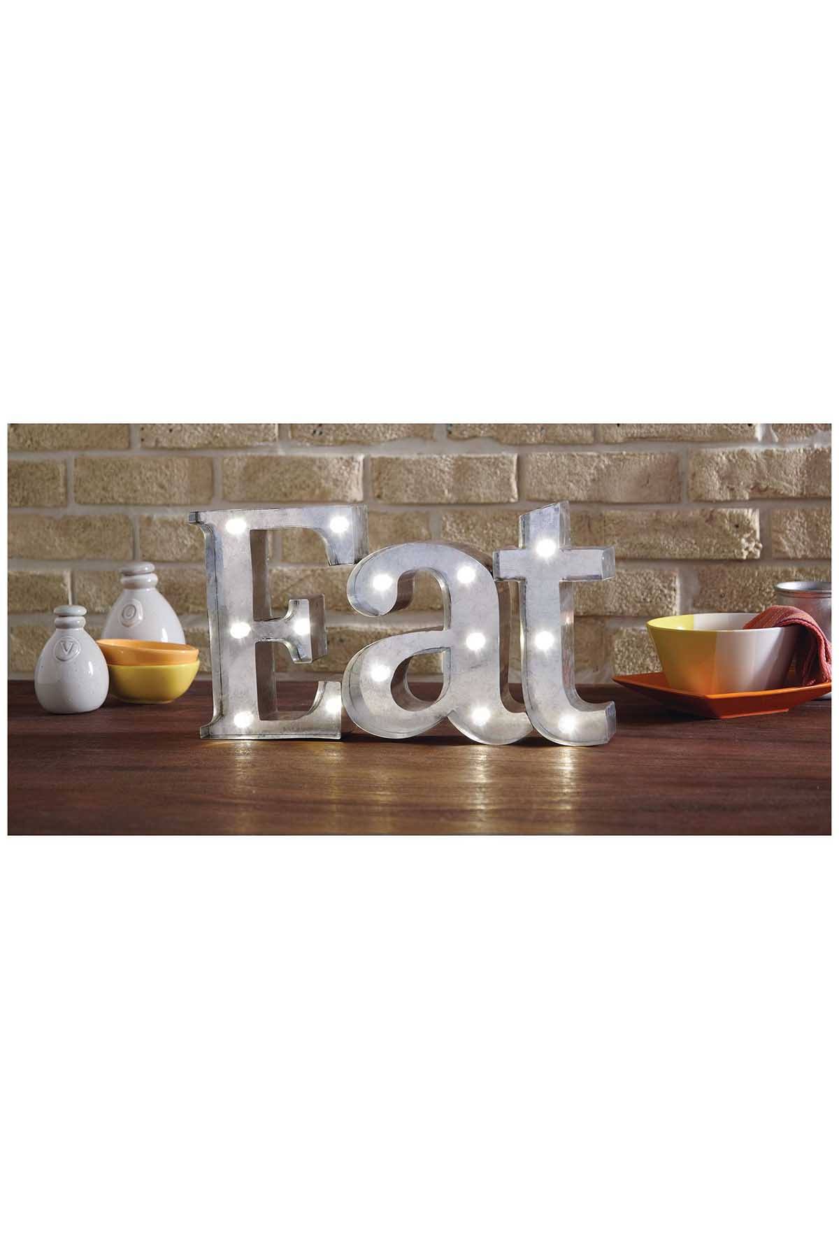 Shift3 Platinum Collection Silver EAT Rustic Finish LED Marquee Sign