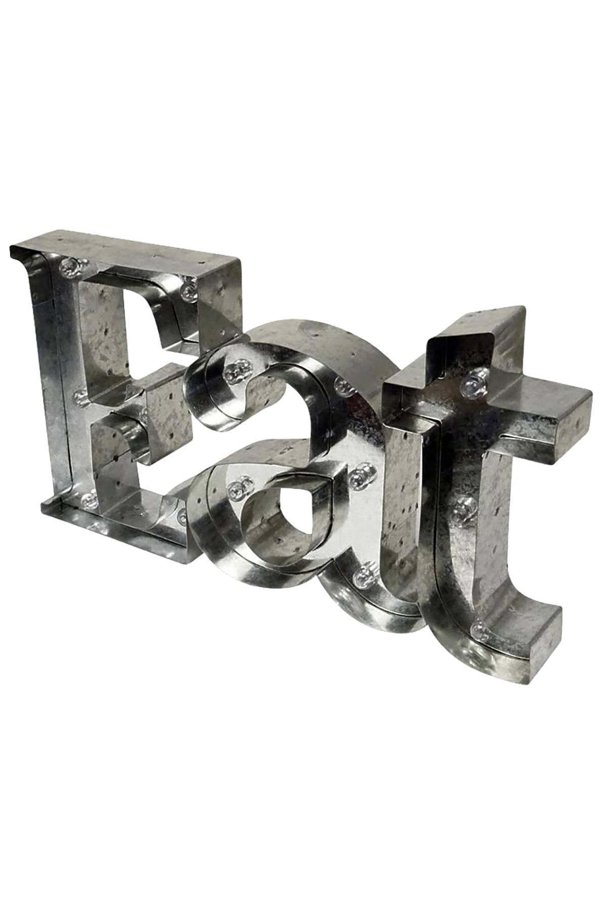 Shift3 Platinum Collection Silver EAT Rustic Finish LED Marquee Sign