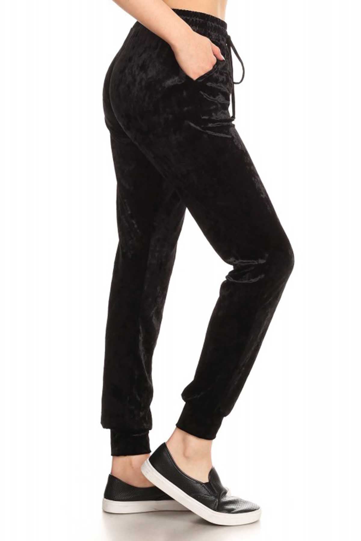 ShoSho Black Crushed Velvet Jogger