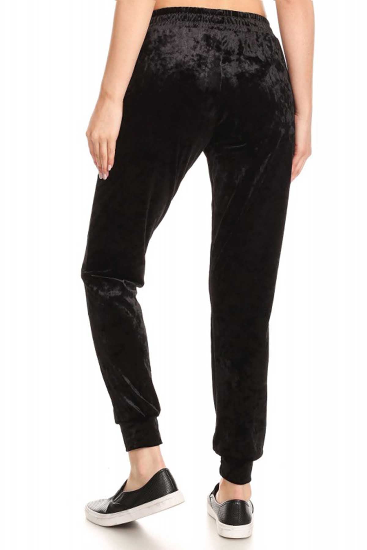 ShoSho Black Crushed Velvet Jogger
