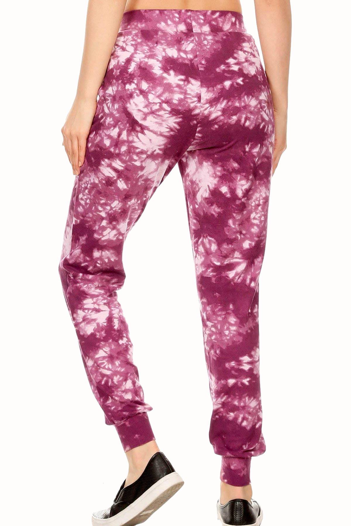 ShoSho Burgundy/Mauve Tie-Dye Print Jogger