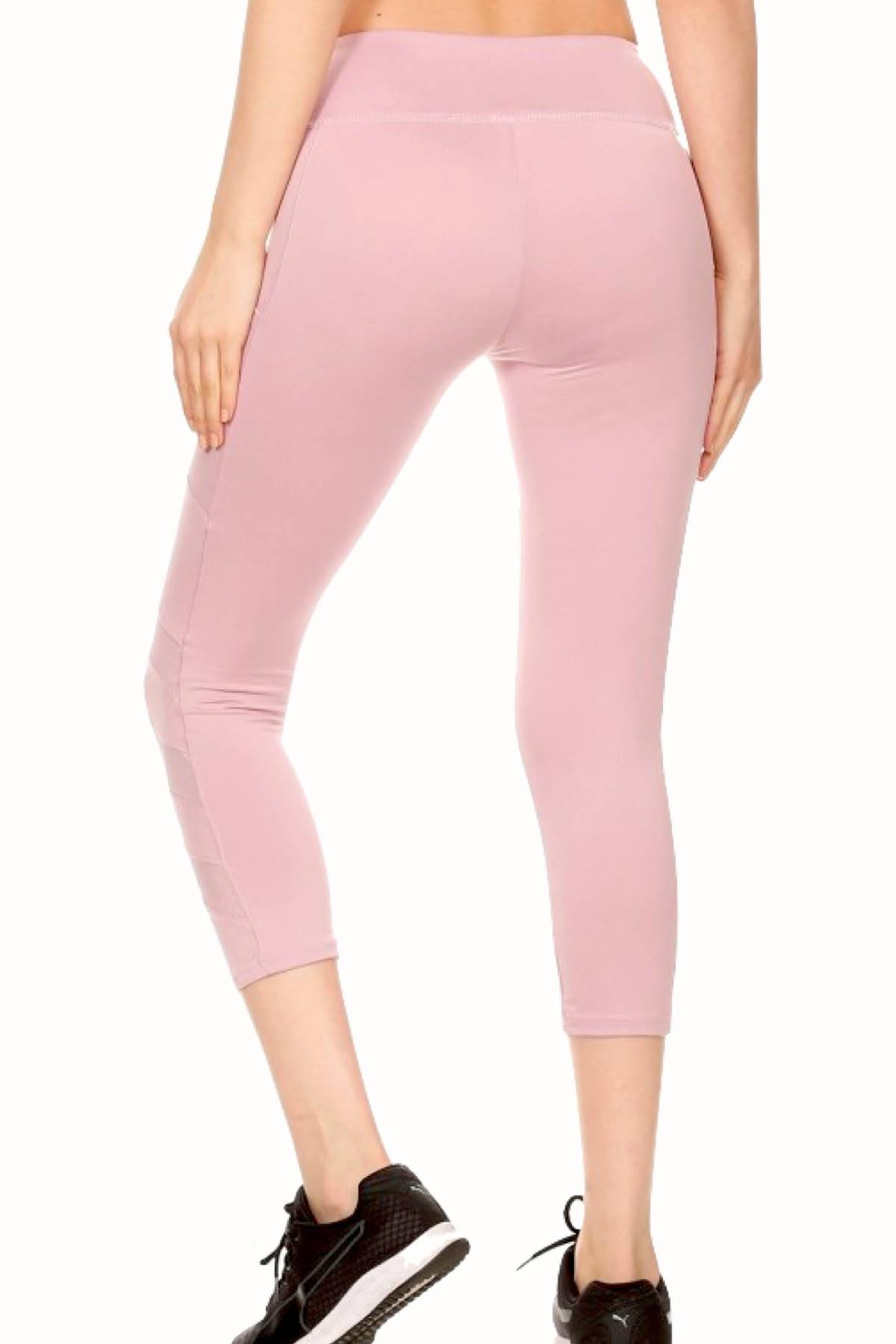 ShoSho Mauve Side-Pocket Contrast-Mesh-Panel Capri