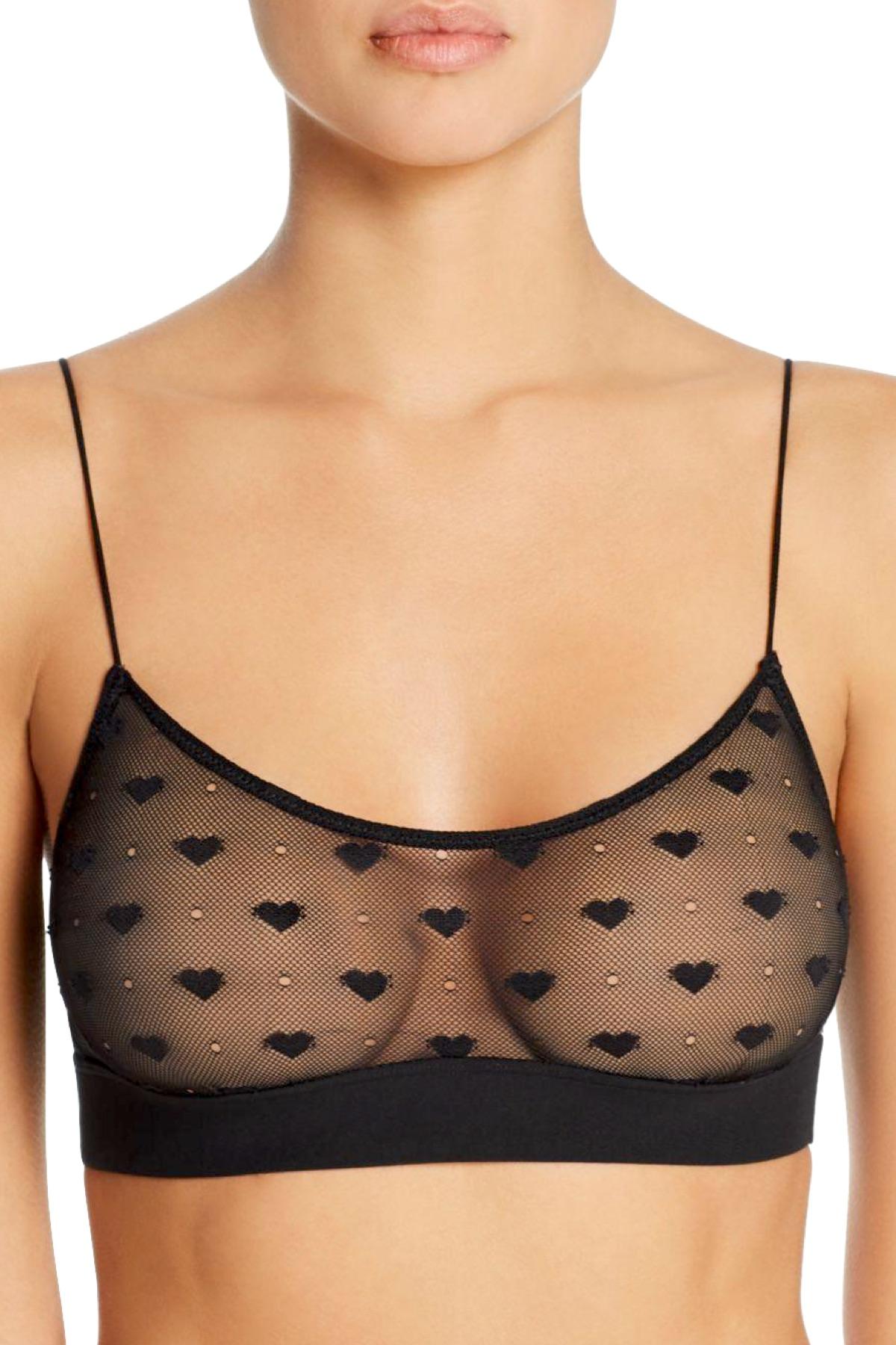 Skarlett Blue Black Sheer Heart Lace Bralette