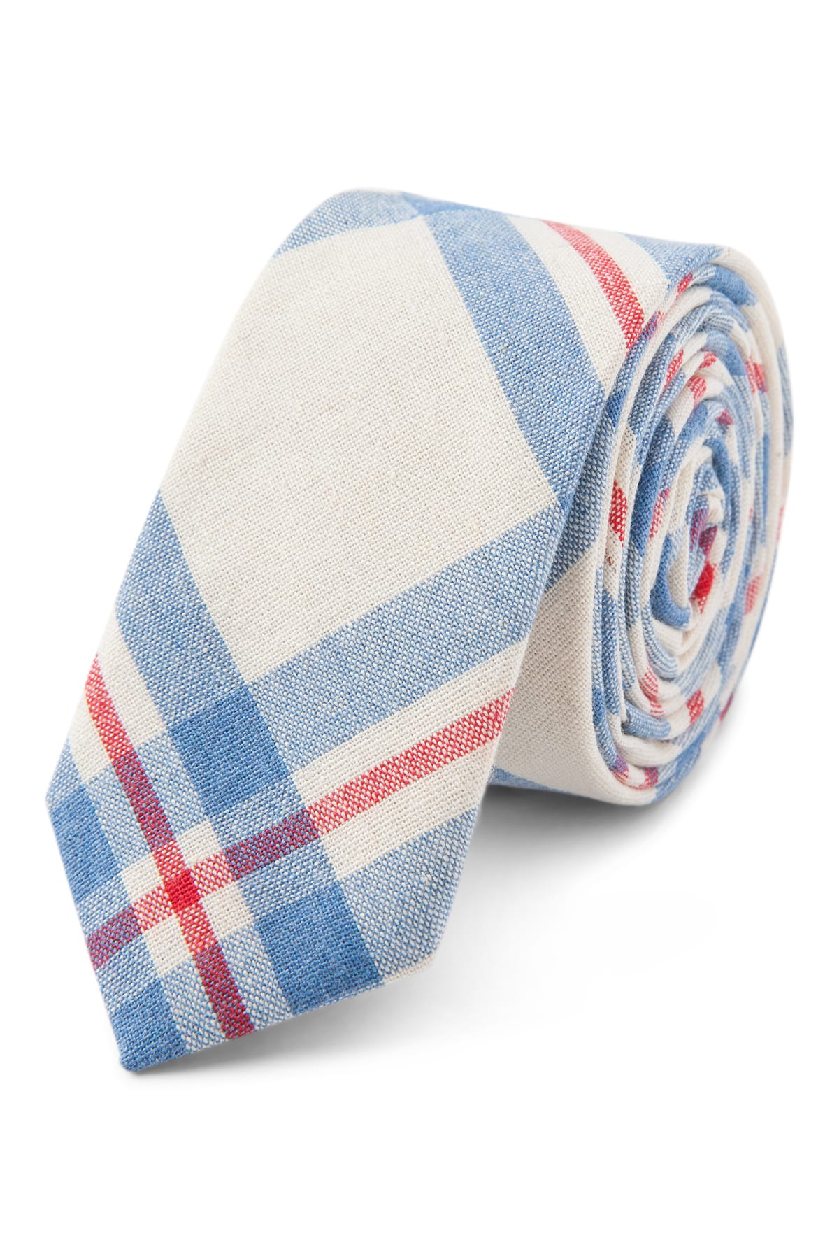 Skinny Tie Madness Blue, Red & White Boring Orgeon Tie