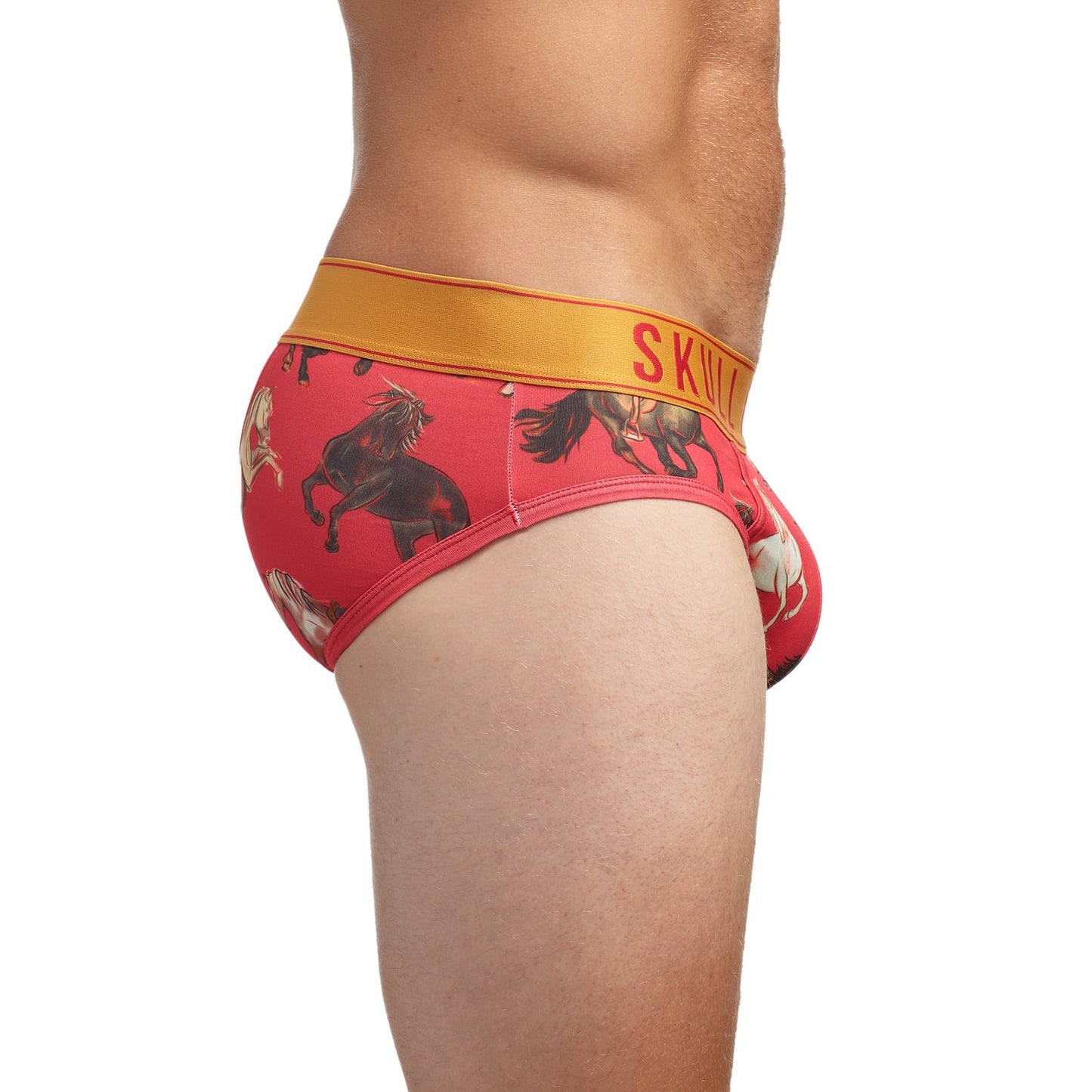 Skull And Bones Red Stallions Print Brief