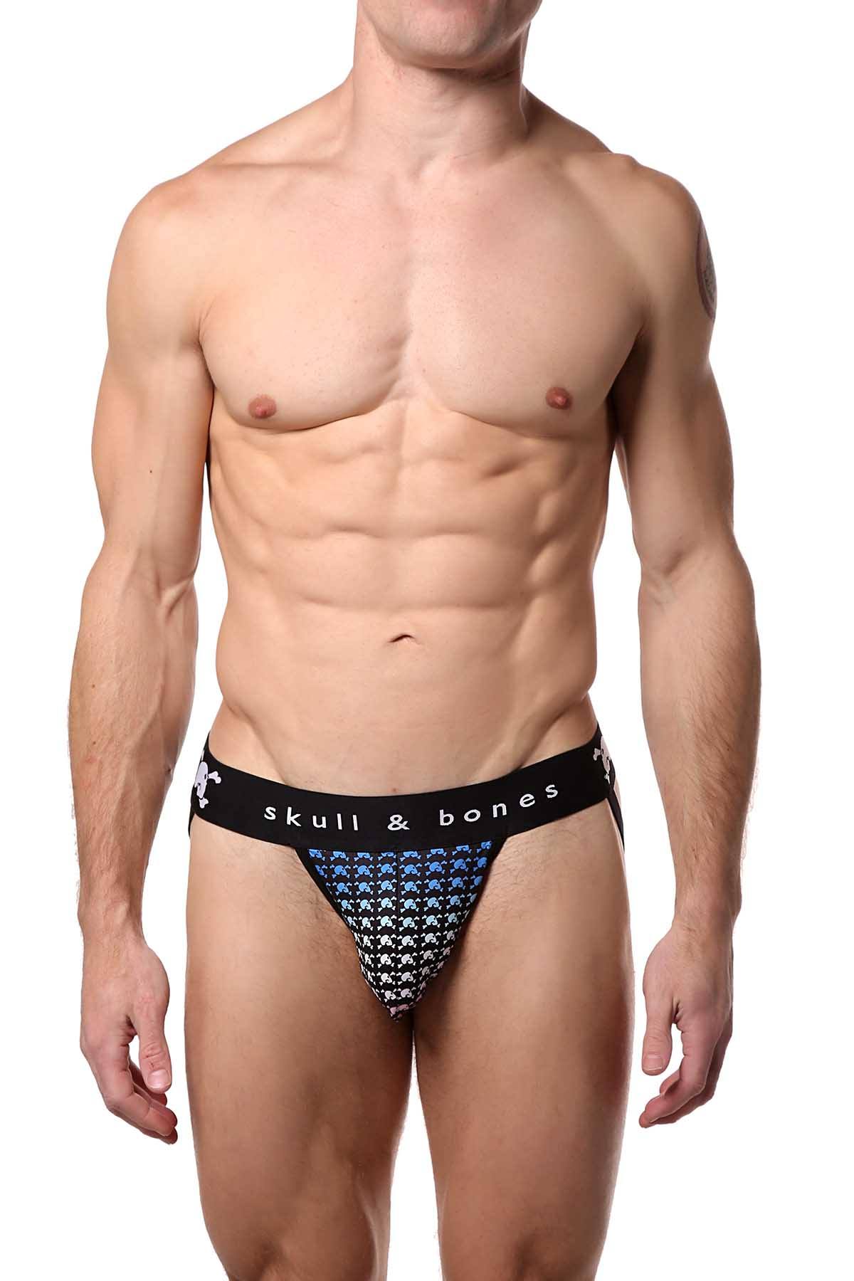 Skull & Bones Black Ombre Tiny-Skull-Print Jockstrap