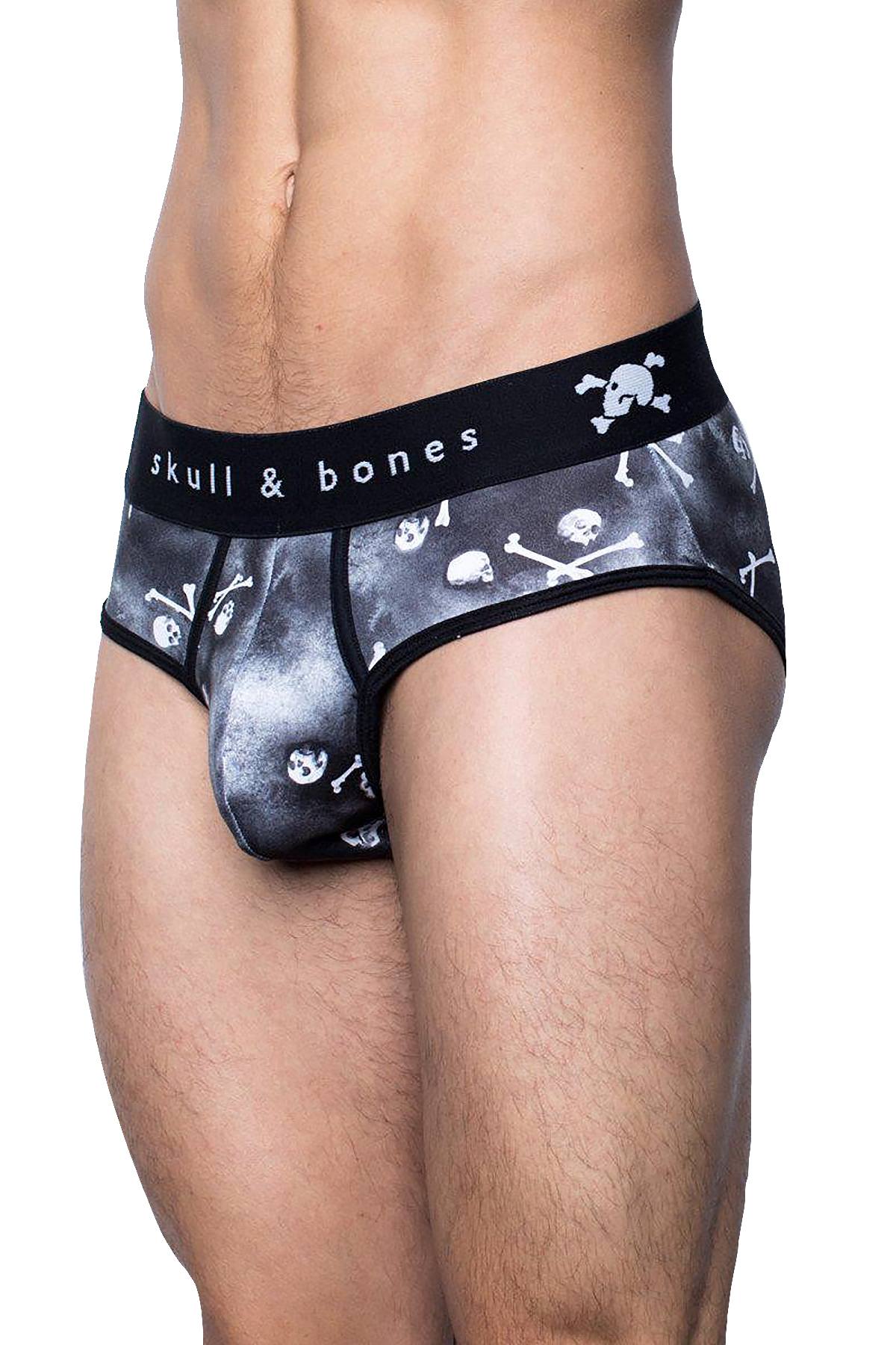 Skull & Bones Black Tossed-Skull Brief