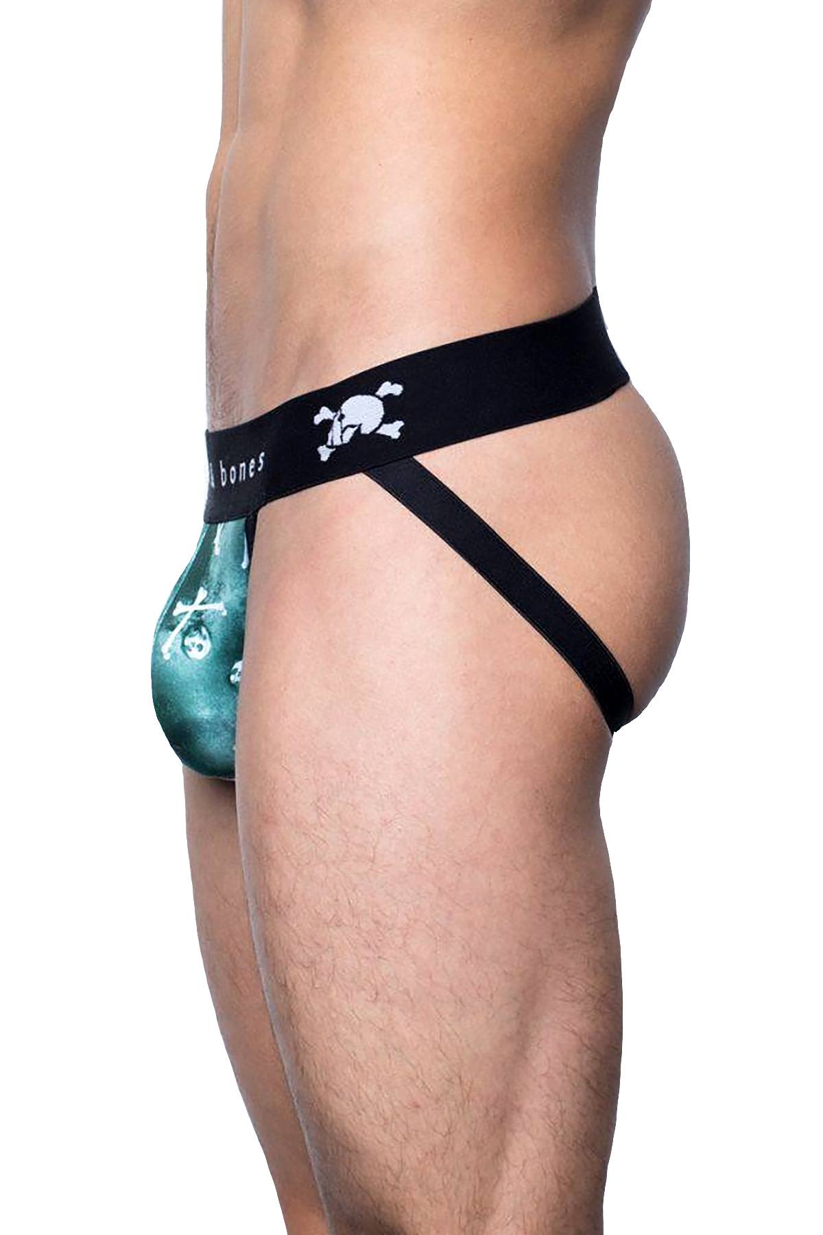 Skull & Bones Emerald Tossed-Skull Jockstrap