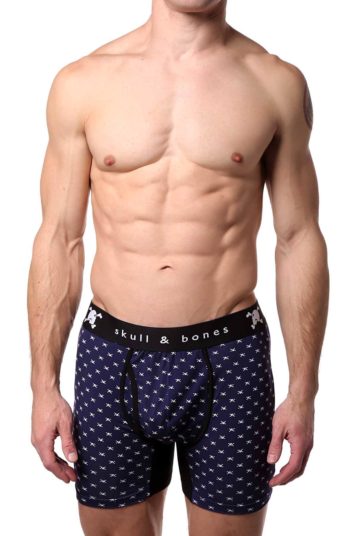 Skull & Bones Navy Tiny-Skull-Print Boxer Brief