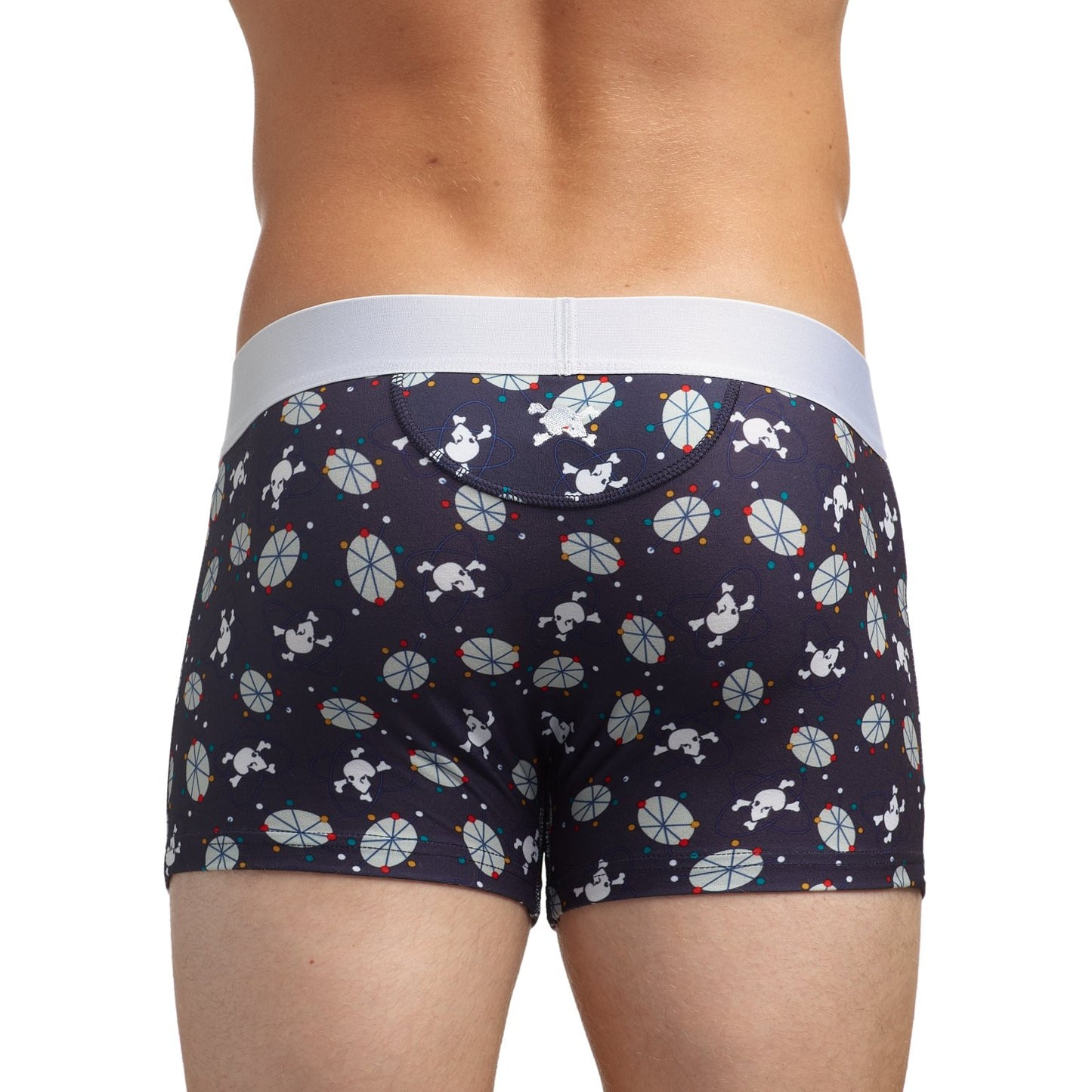 Skull and Bones Black Mid-Century Modern Print Trunk