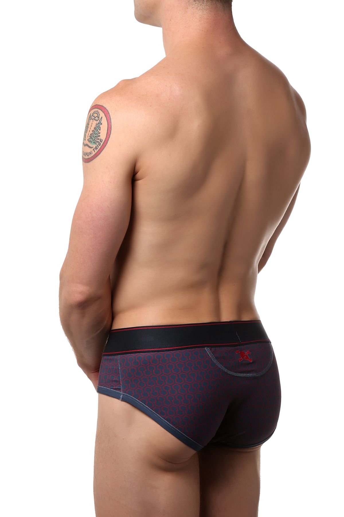 Skull and Bones Navy Geo Print Brief