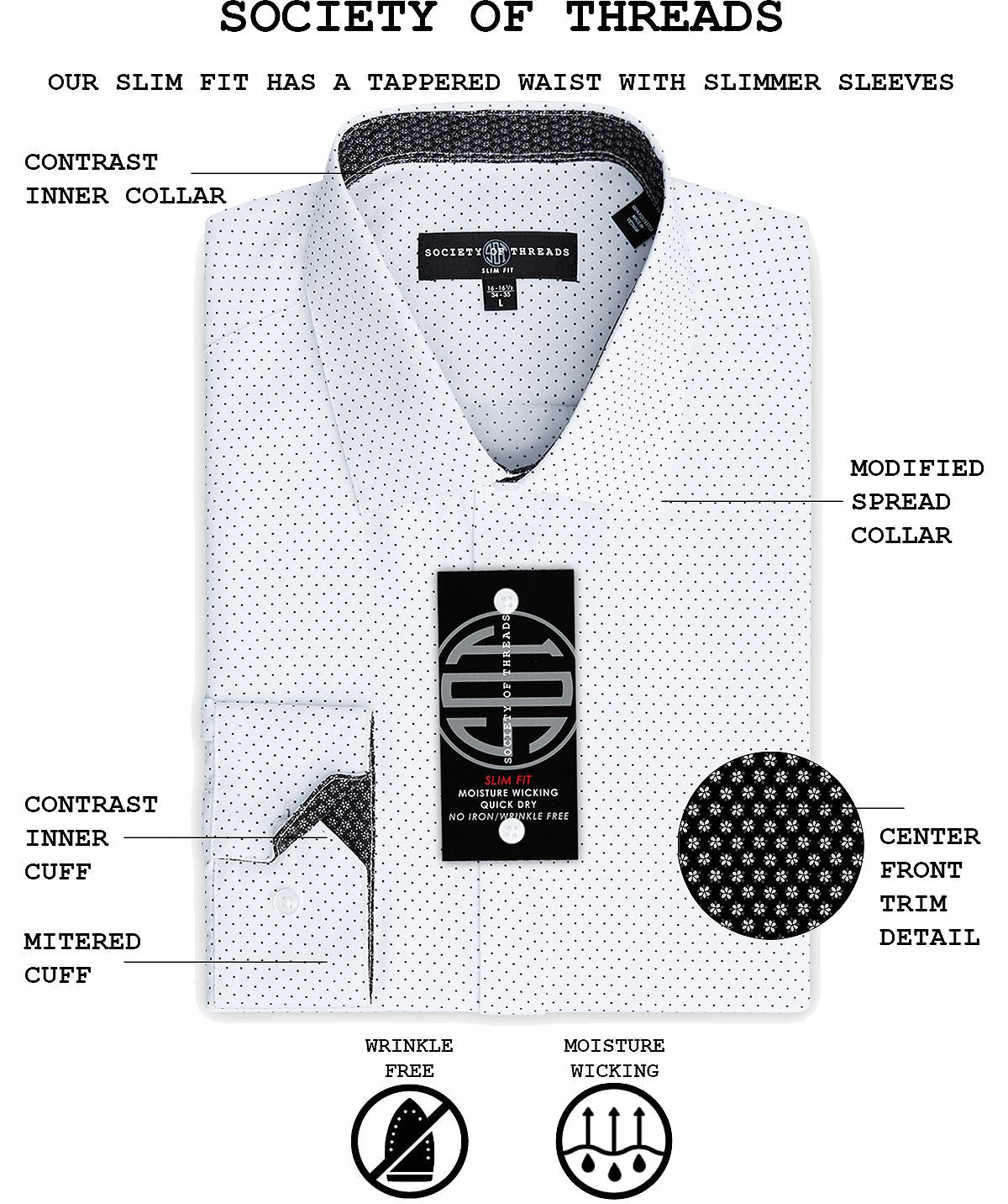 Society Of Threads Slim-fit Non-iron Performance Print Dress Shirt Lilac
