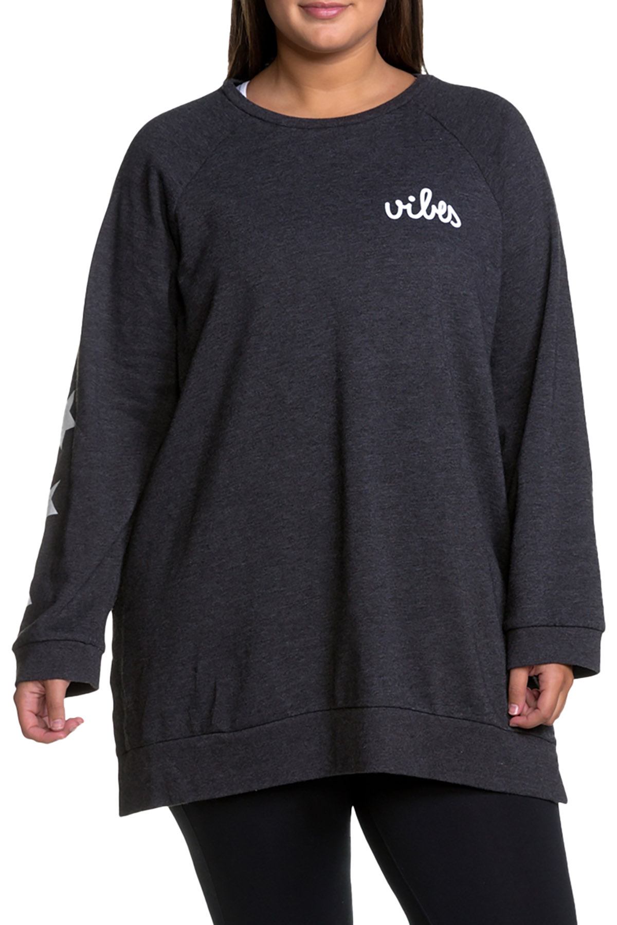 Soffee PLUS Heathered Black Curves Throwback Oversized Sweatshirt