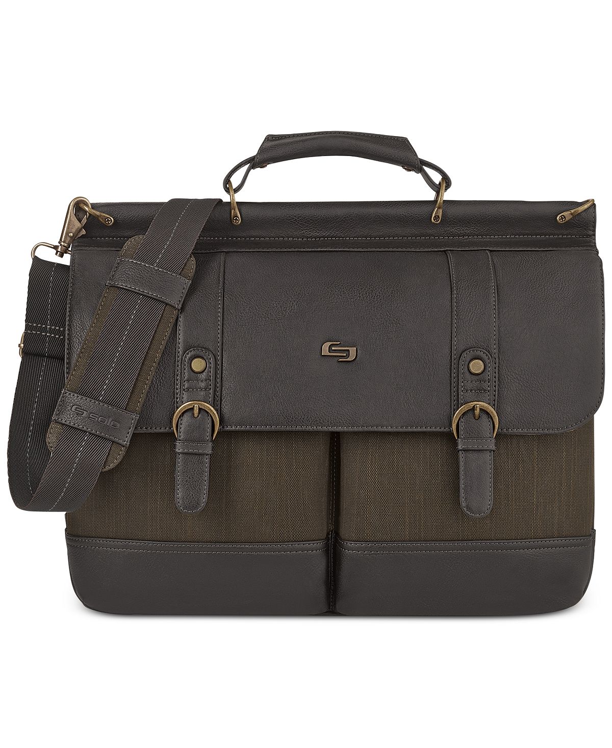 Solo Bradford 15.6" Flapover Laptop Briefcase Espresso/olive