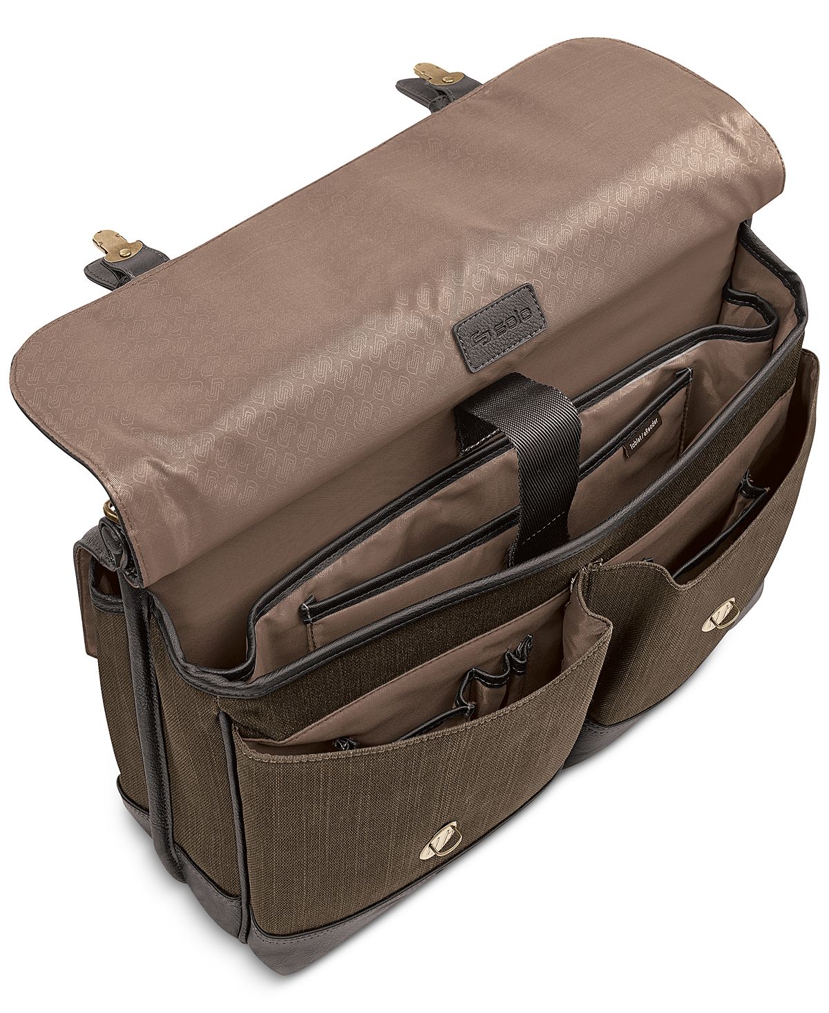 Solo Bradford 15.6" Flapover Laptop Briefcase Espresso/olive
