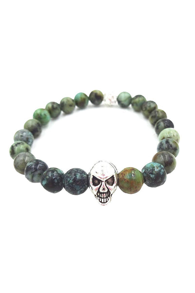 Something Strong 8mm Zinc Alloy African Loose Stone Expandable Beaded Skull Bracelet