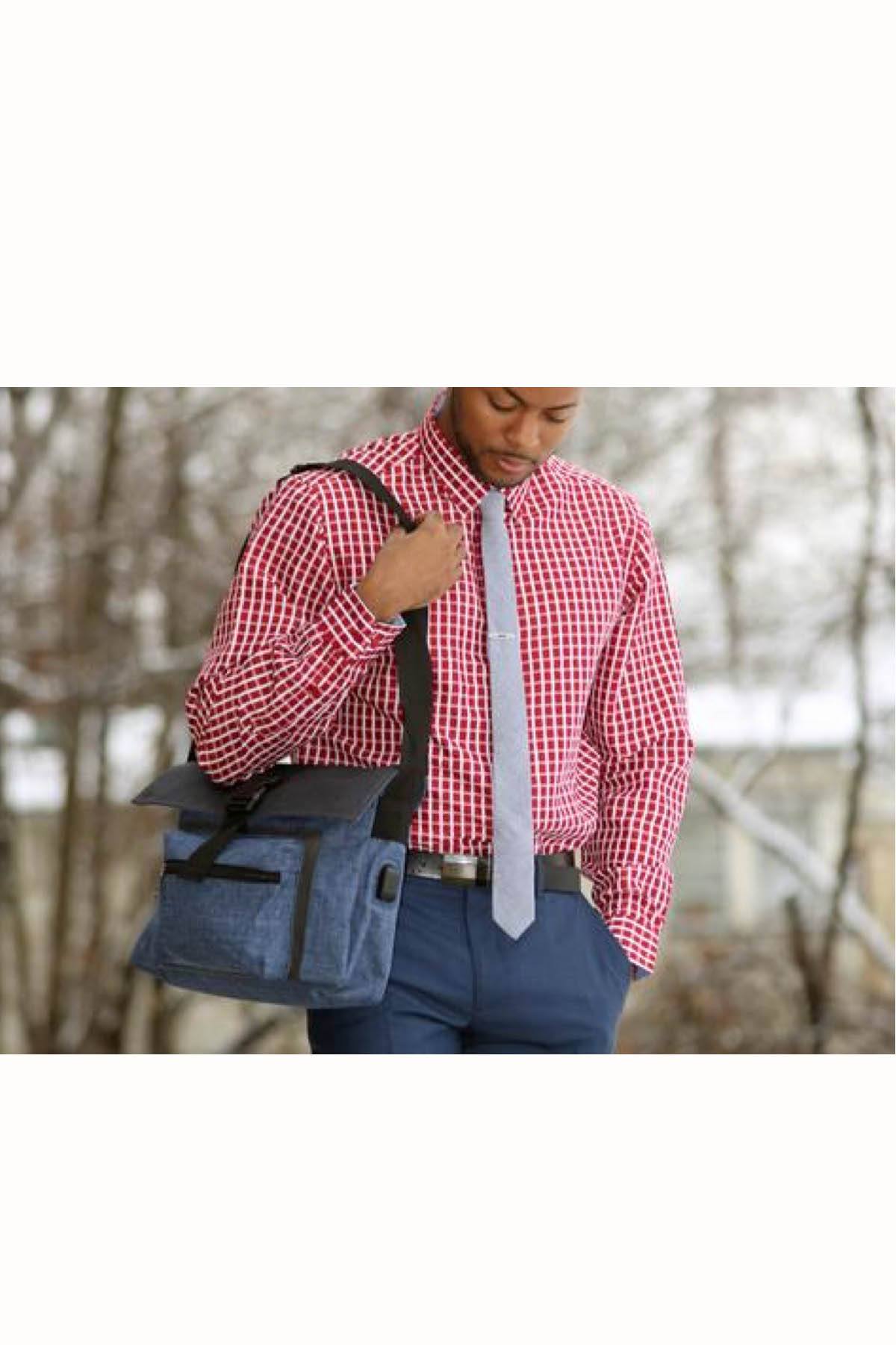 Something Strong Blue Charging Messenger Bag with Battery