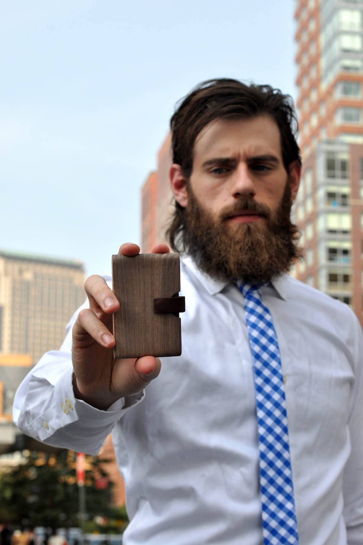 Something Strong Brown Oak Wood Card Case