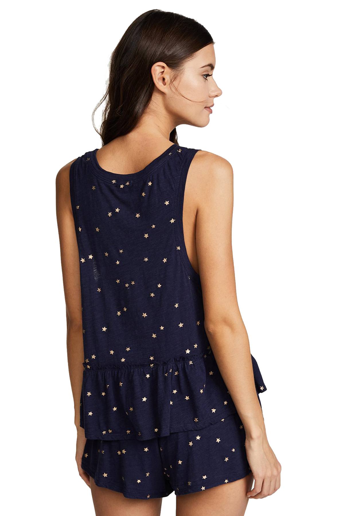 Splendid Intimates Navy Star-Print Ruffle Tank