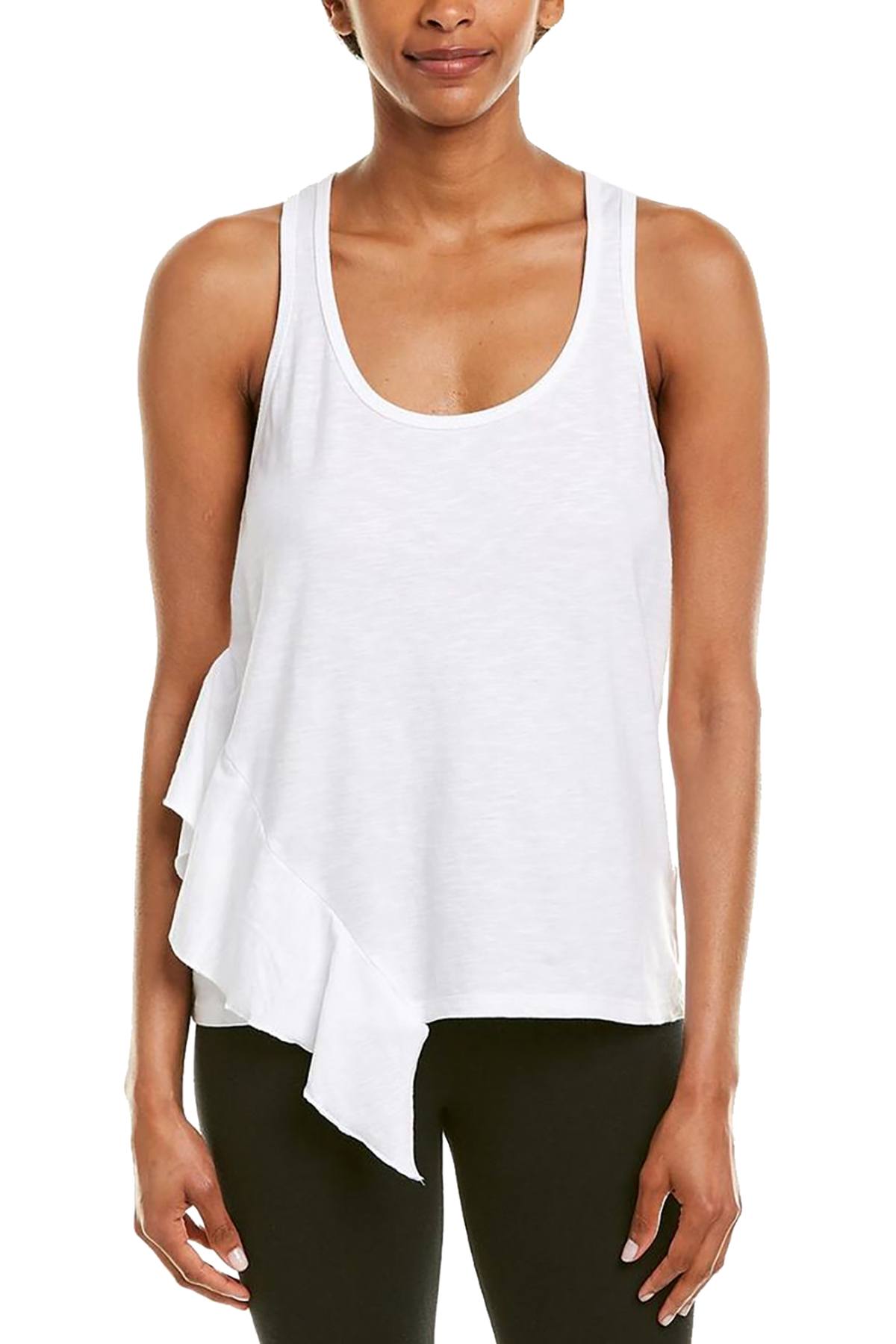 Splendid White Asymmetric Ruffle Tank