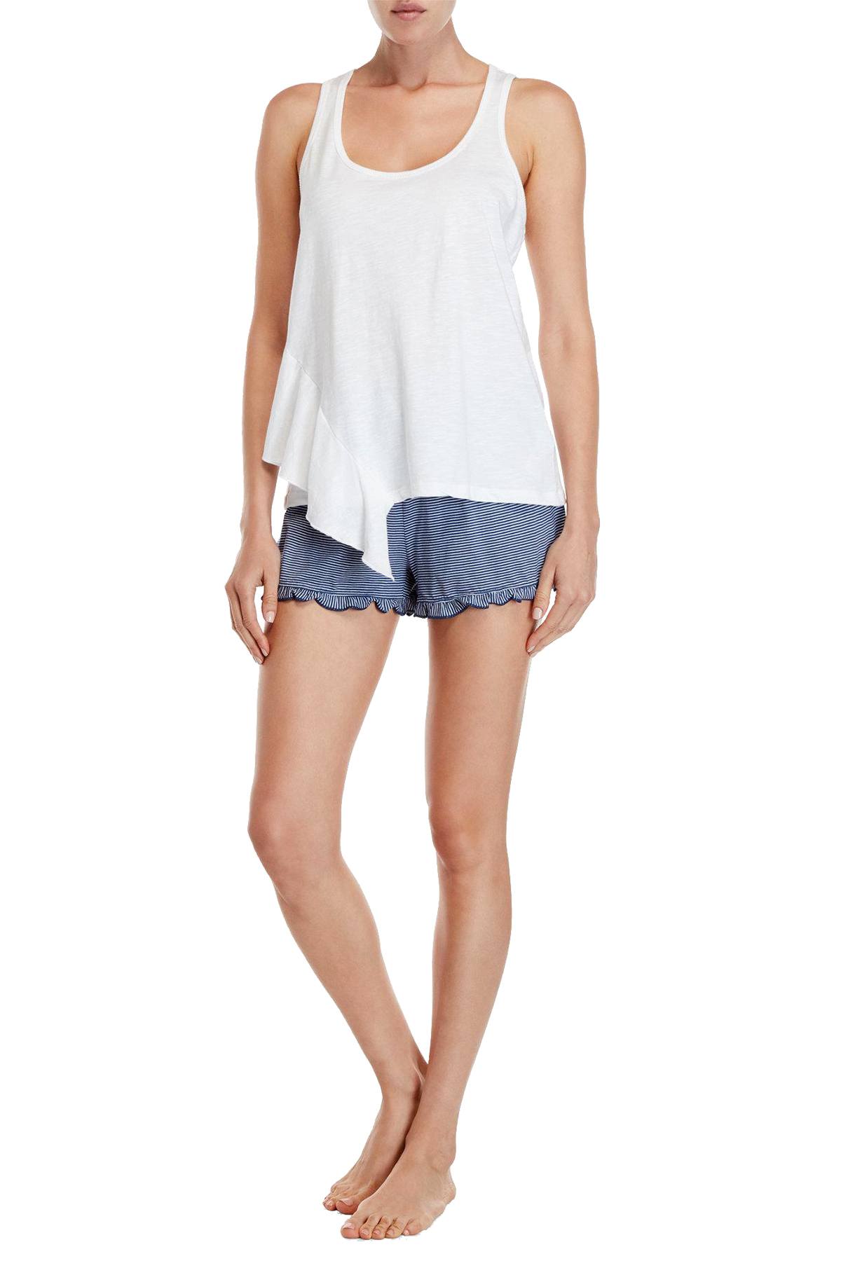 Splendid White Asymmetric Ruffle Tank