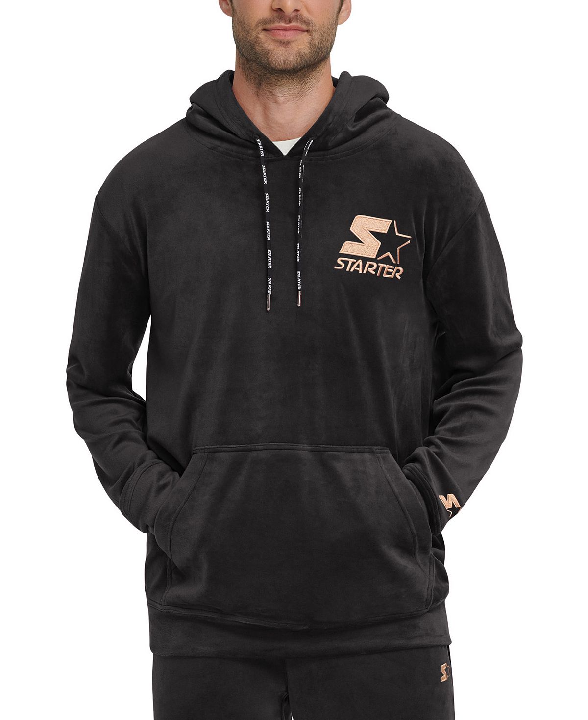 Starter Velour Logo Hoodie Black