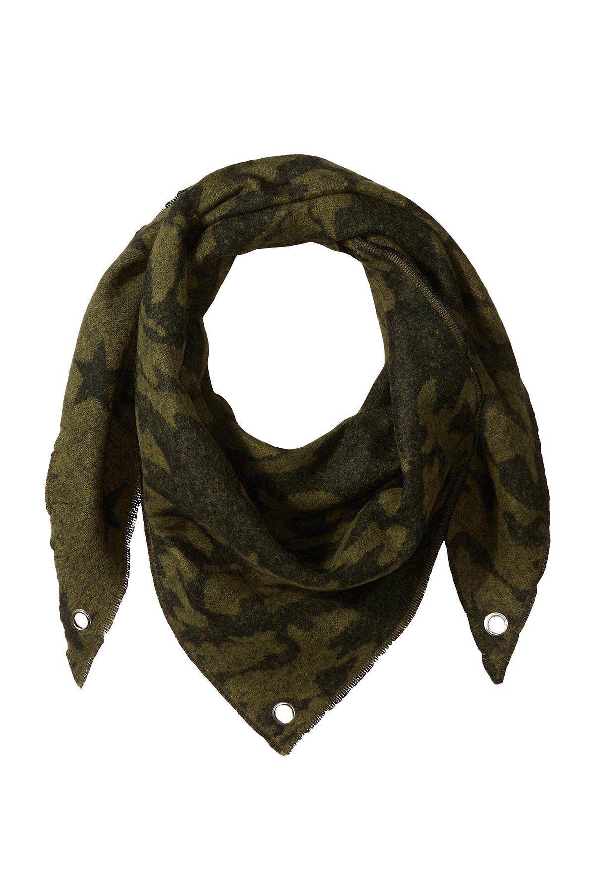 Steve Madden Army-Green Camo-Stars Traingle Blanket, Wrap / Scarf