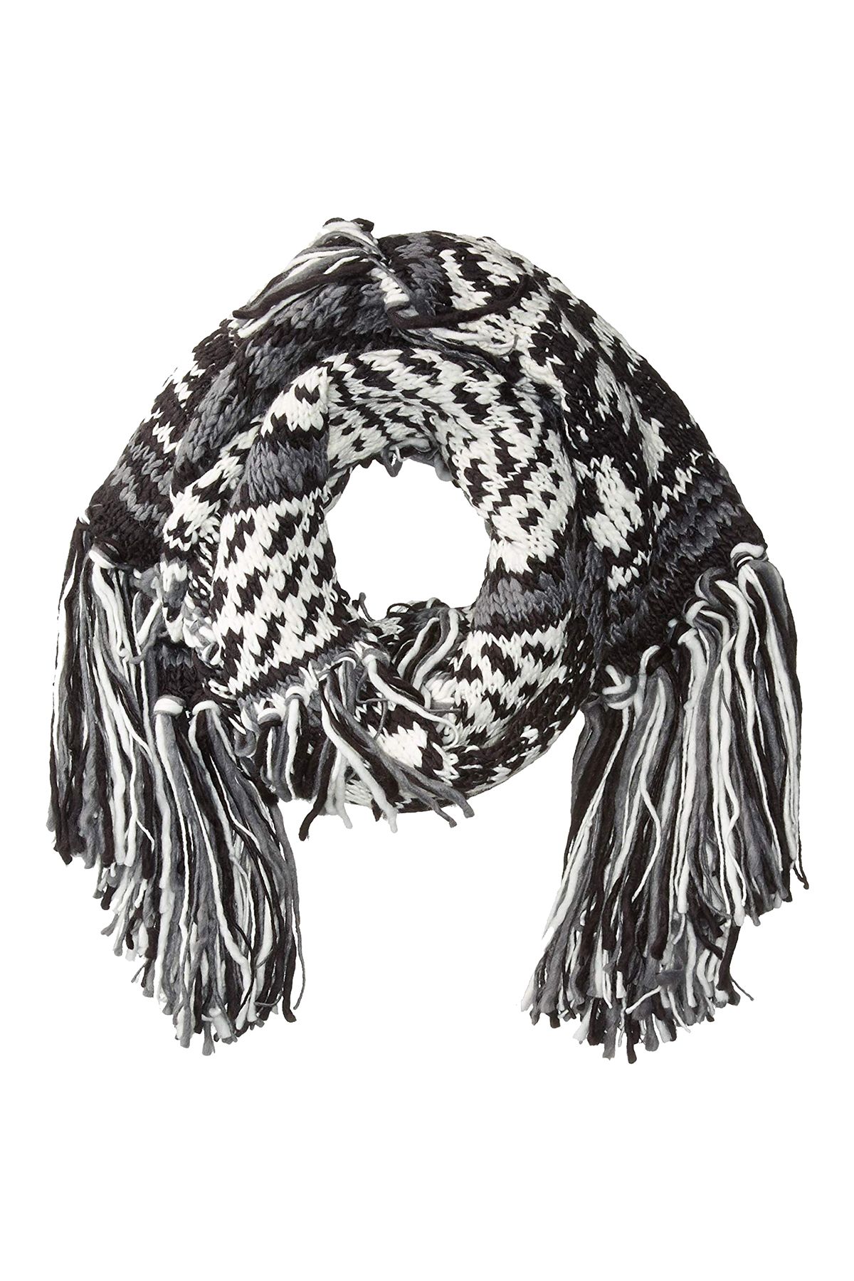 Steve Madden Black/Grey/White Cabin-Fever Muffler Scarf