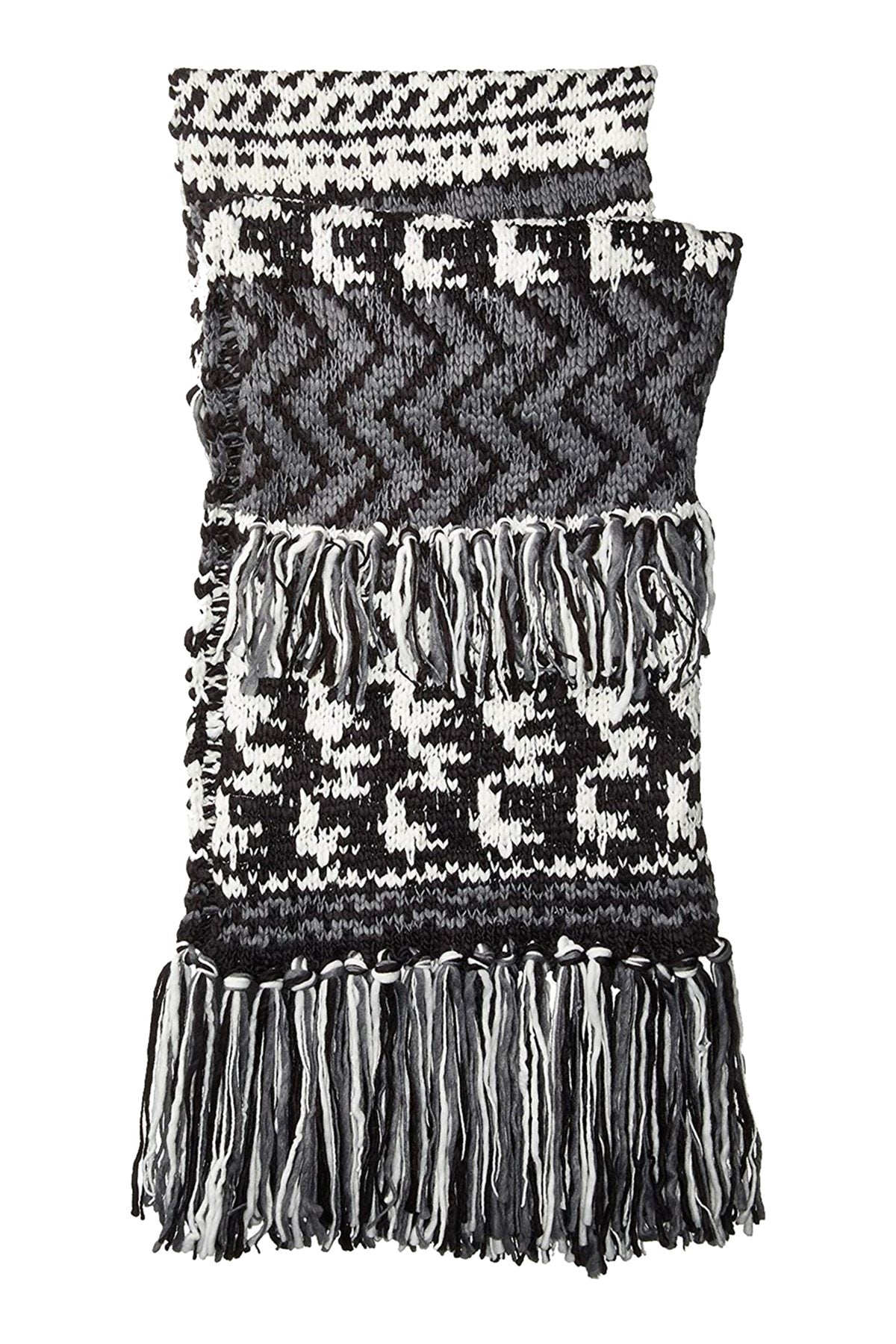 Steve Madden Black/Grey/White Cabin-Fever Muffler Scarf