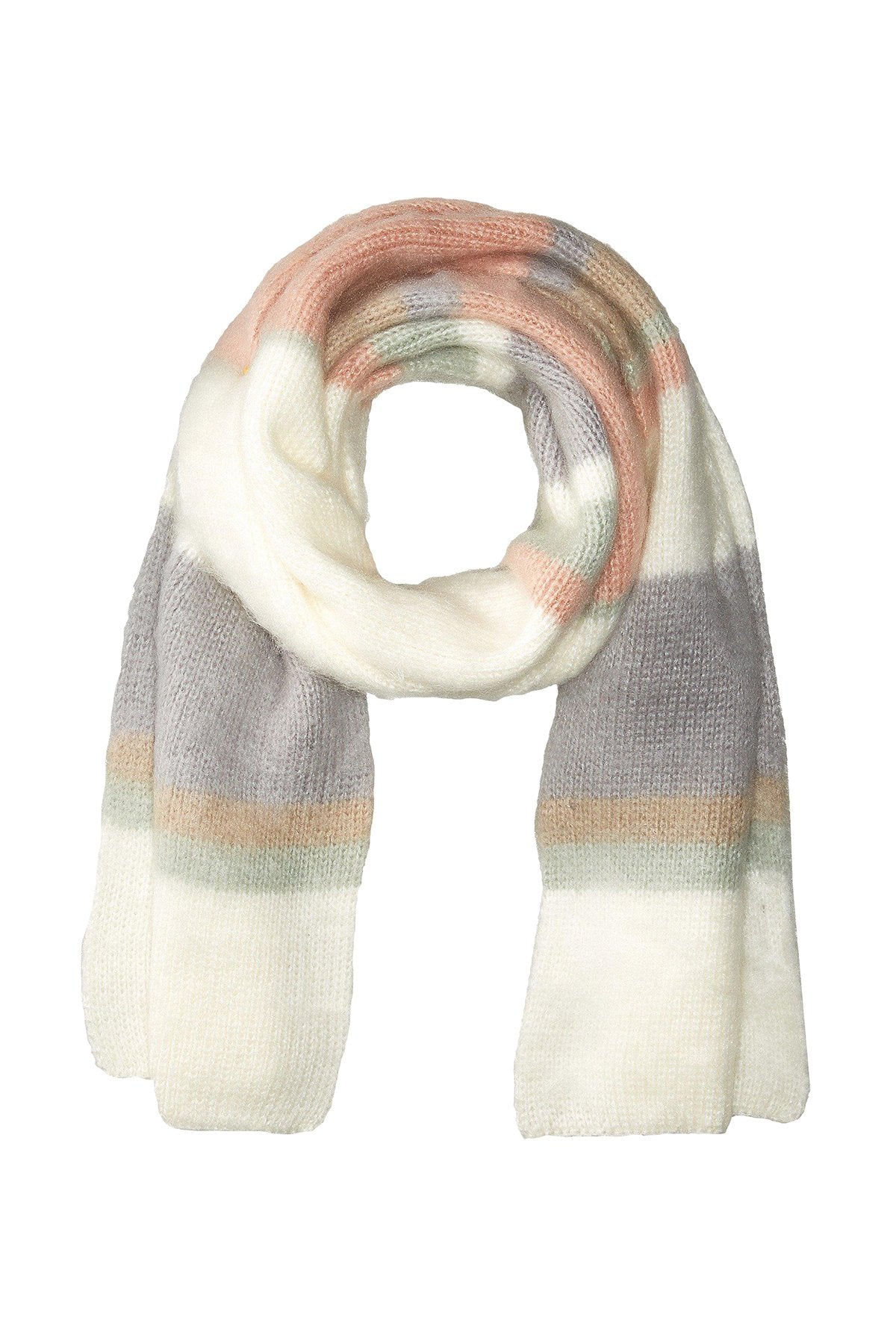 Steve Madden Ivory Striped Super-Brushed Muffler Scarf