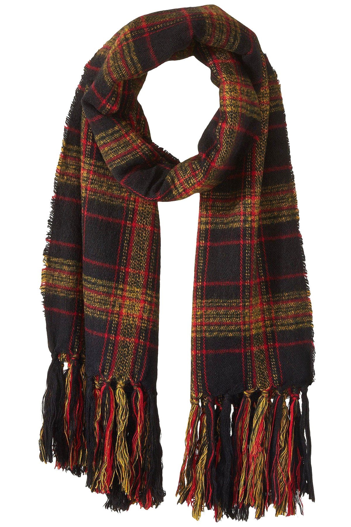 Steve Madden Mustard New-England-Plaid Blanket Wrap & Scarf in One