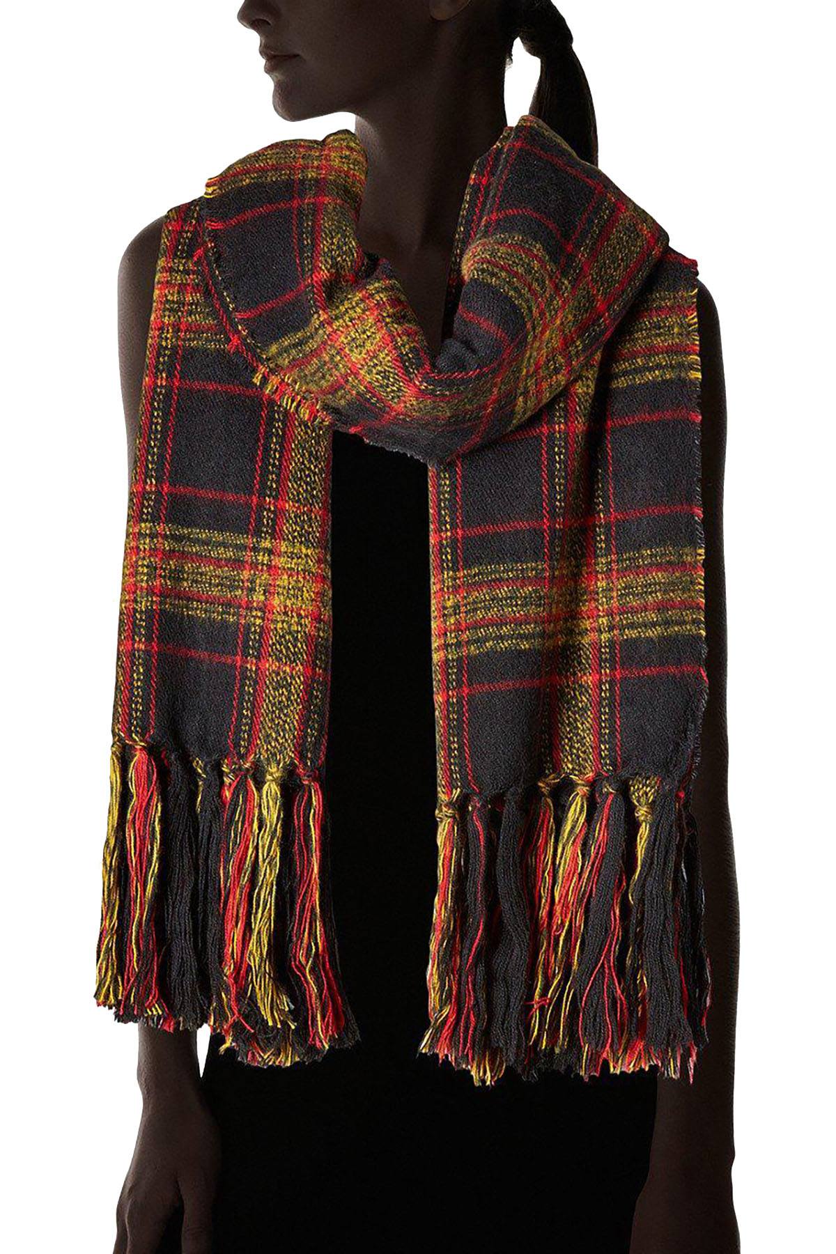 Steve Madden Mustard New-England-Plaid Blanket Wrap & Scarf in One