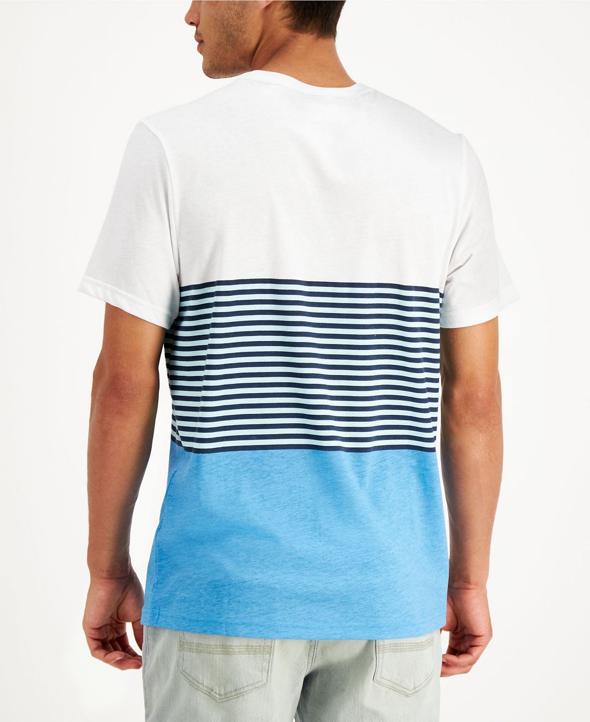 Sun + Stone Sun + Stone Lido Striped Colorblocked T-shirt Seacrest Aqua