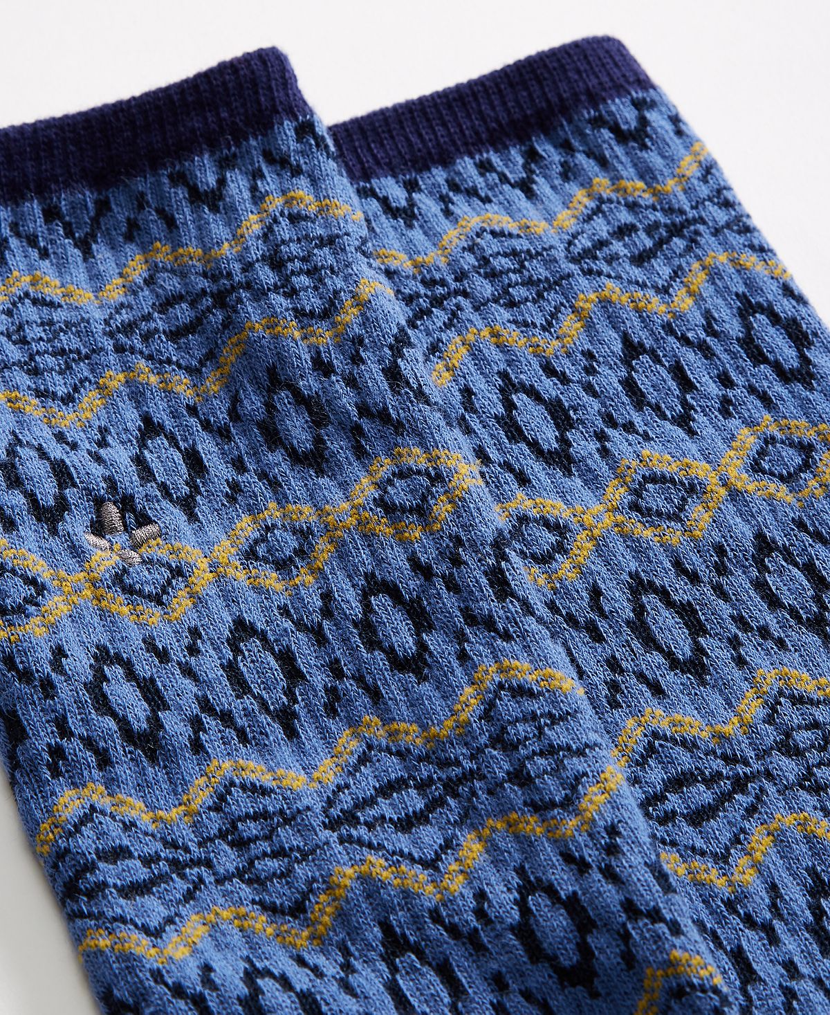 Sun + Stone Sun + Stone Novelty Printed Crew Socks Blue/Yellow Geo