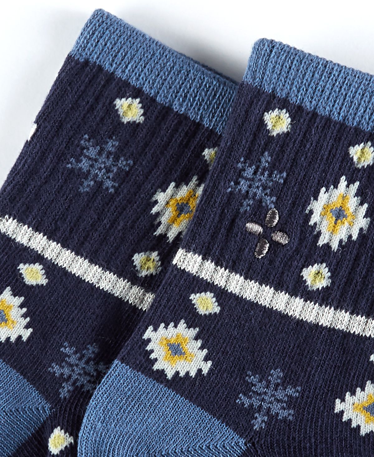 Sun + Stone Sun + Stone Snowflake Half-calf Socks Blue Snowflake