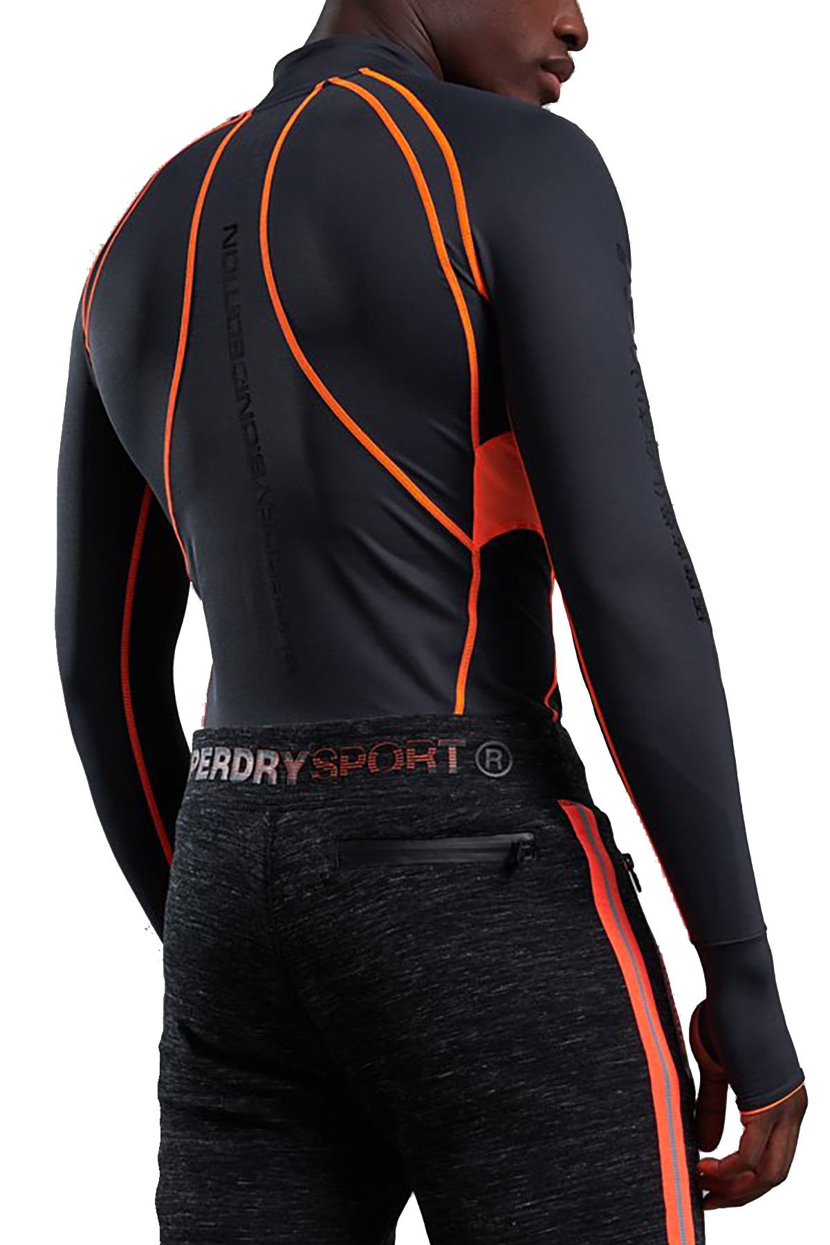 SuperDry Carbon/Orange Bionic Compression Half-Zip Top
