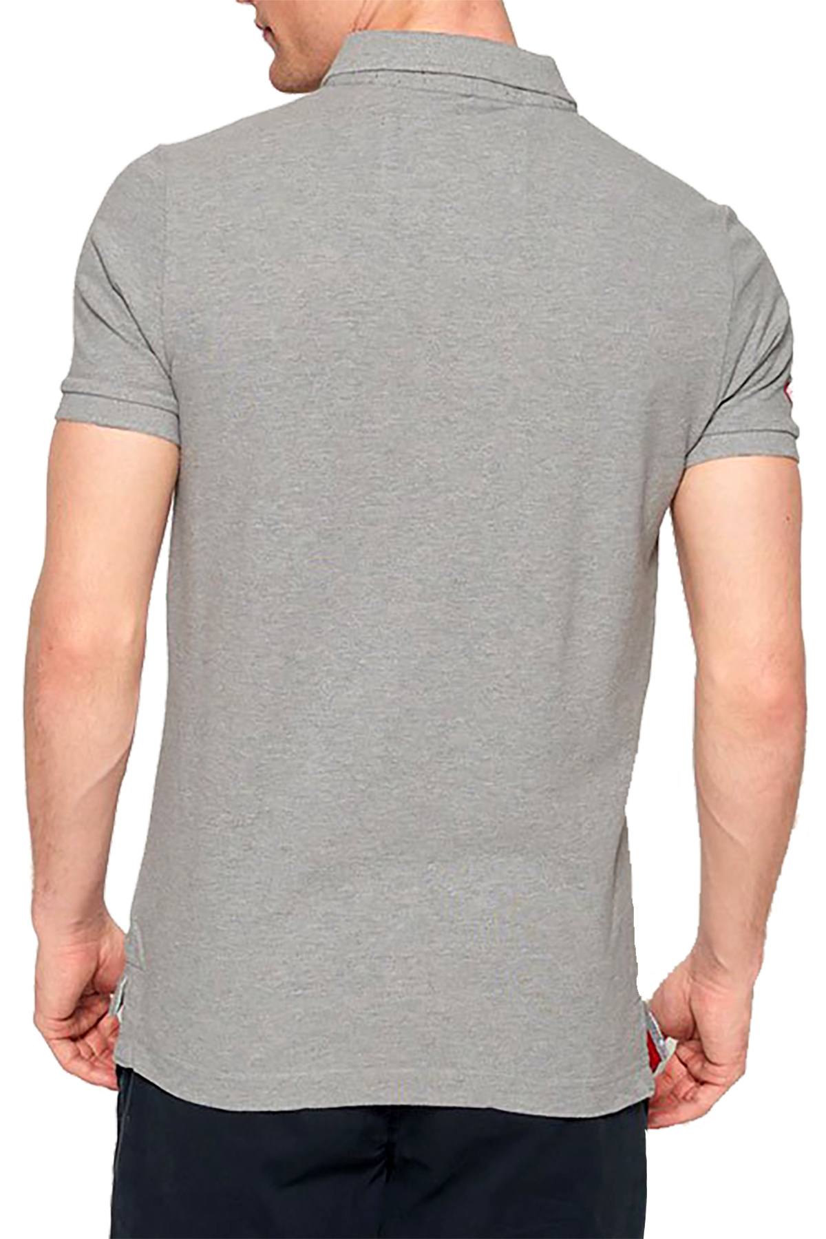 SuperDry Grey-Marl Classic Pique Short-Sleeve Polo Shirt