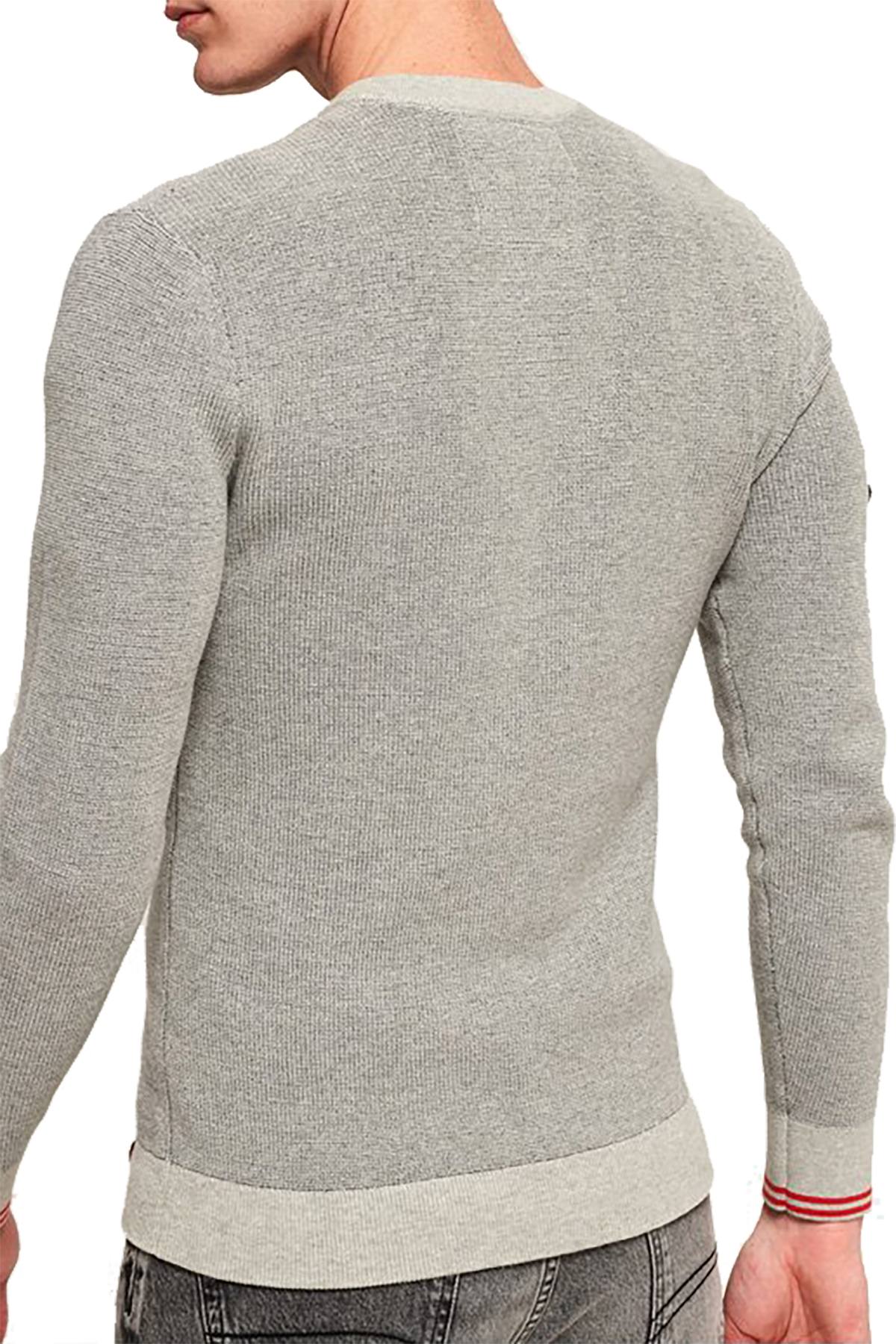 SuperDry Grey-Marl/Navy Track Squad Crew-Neck Sweater